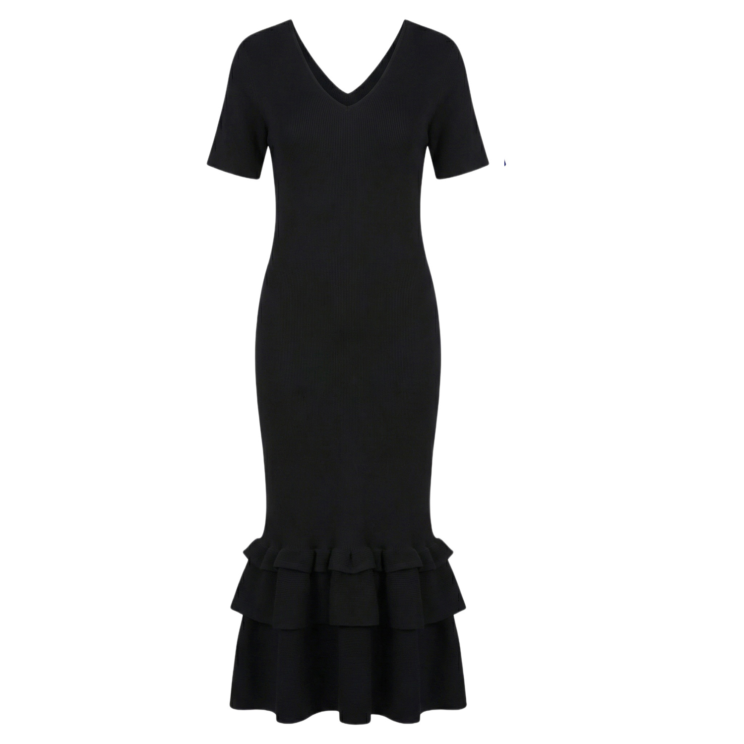 Cy Boutique Women's Full Pleated Ruffle Hem Maxi Dress In Black