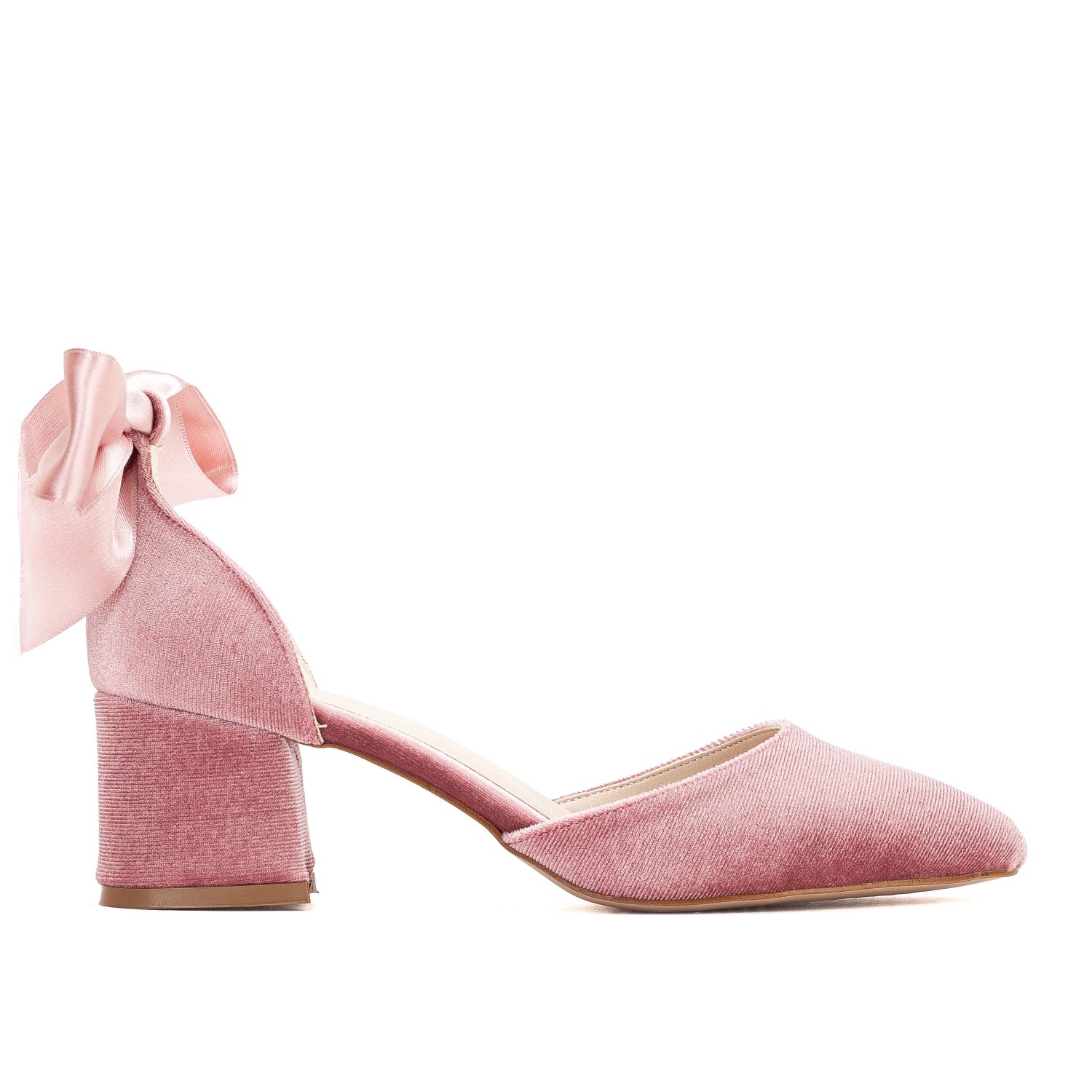 Forever & Always Shoes Women's Pink / Purple Marcelle - Rose Velvet Low Heels With Ribbon In Pink/purple