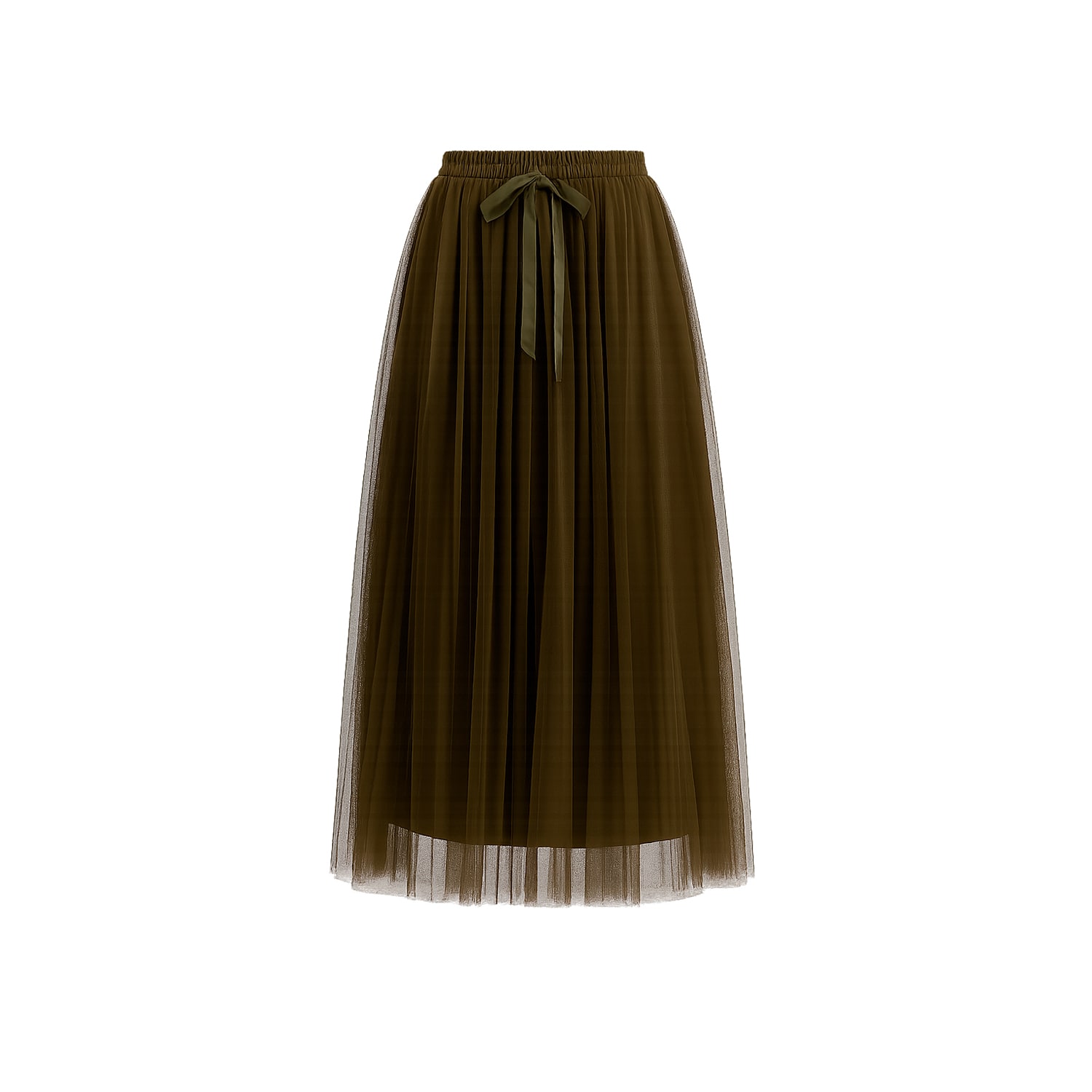 Tantra Spain Sl Women's Green Tulle Skirt With Multiple Layers And Elastic Waistband In Animal Print