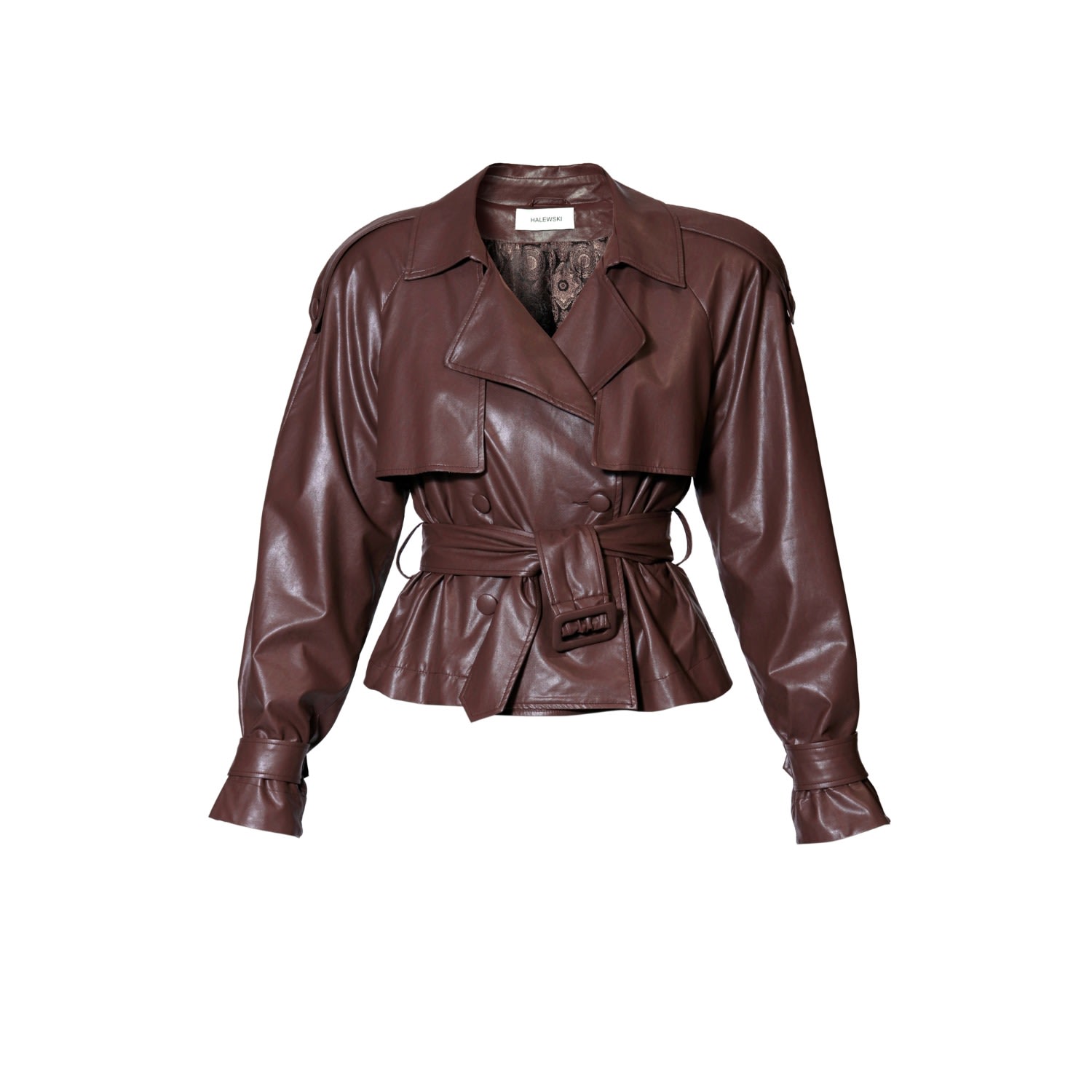 Aggi By Halewski Women's Collins Chocolate Brown Short Trench Jacket