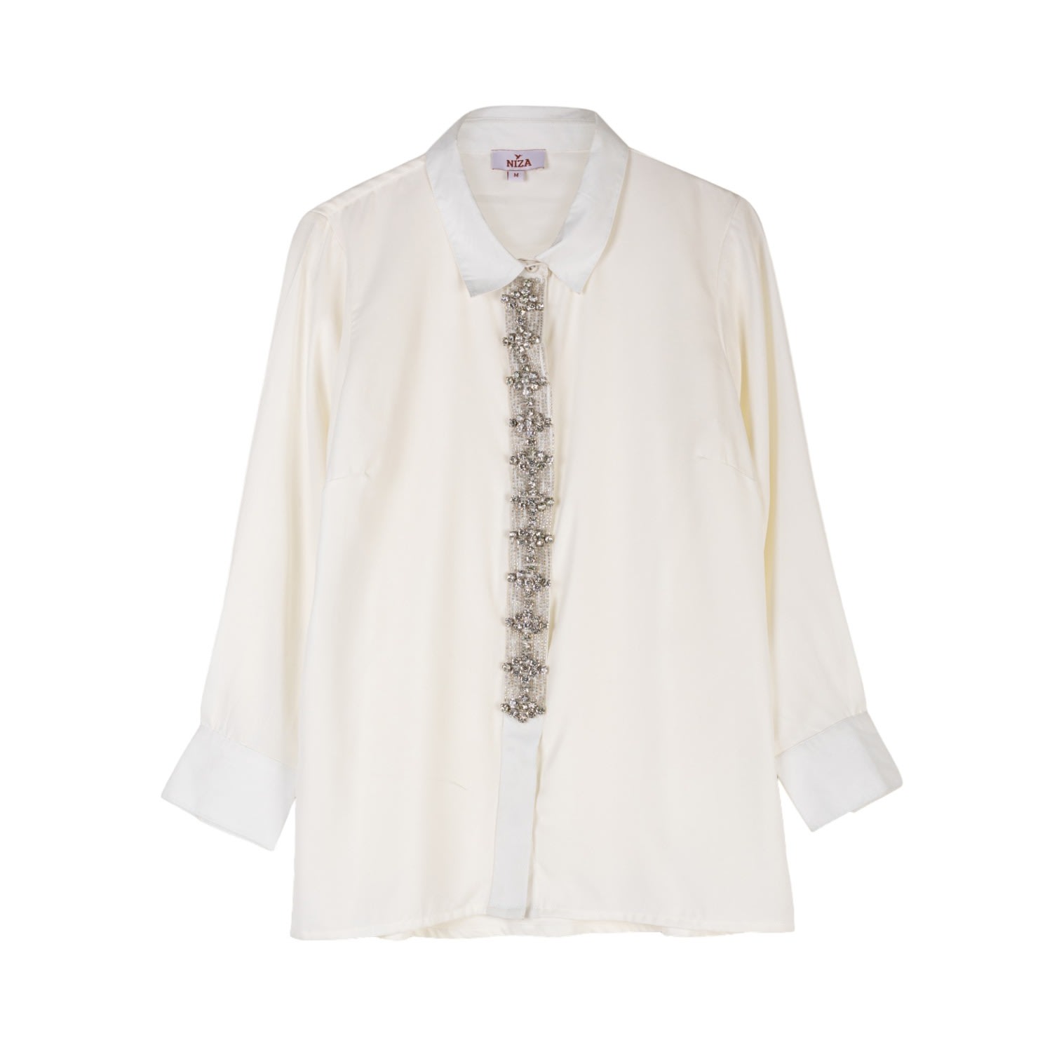 Niza Women's White Shirt With Rhinestones Lucía In White