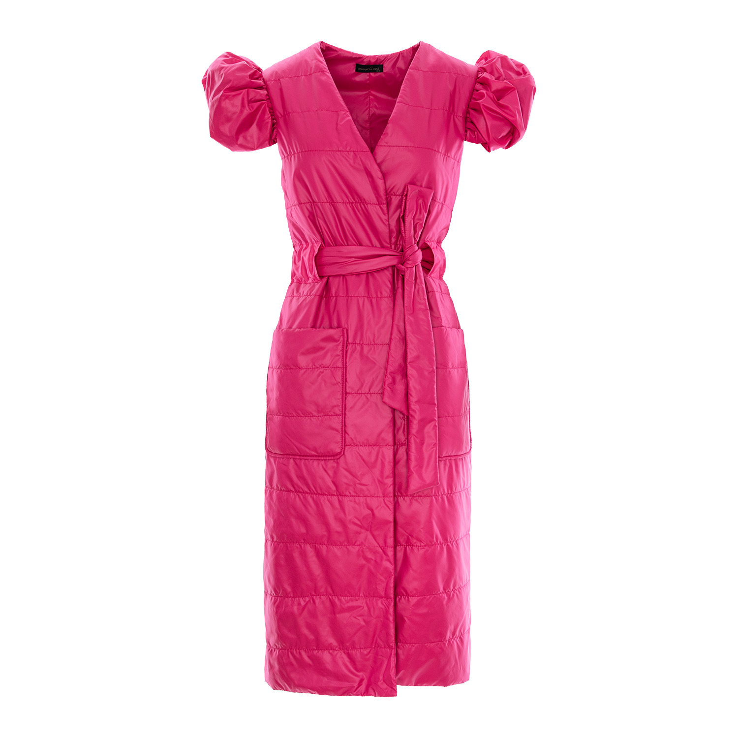 Concept A Trois Women's Pink / Purple Fuchsia Quilted Midi Vest With Winged Sleeves In Pink/purple