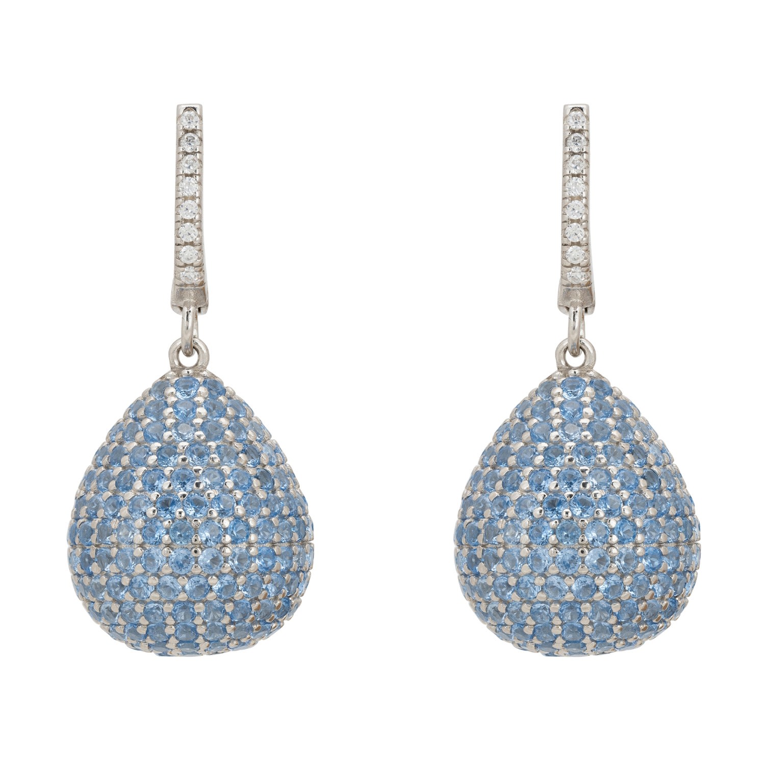 Women’s Silver / Blue / White Valerie Pear Drop Gemstone Earrings Silver Ice Blue Latelita