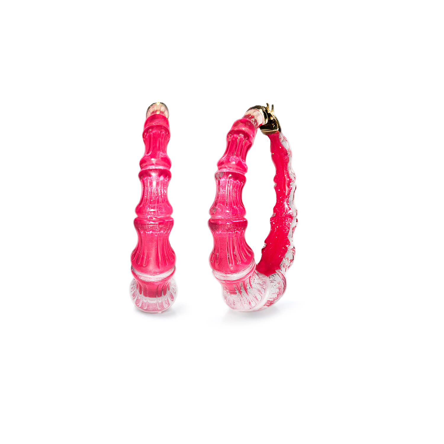 Gold & Honey Women's Pink / Purple / Gold Bamboo Illusion Hoop Earrings In Pink Peacock