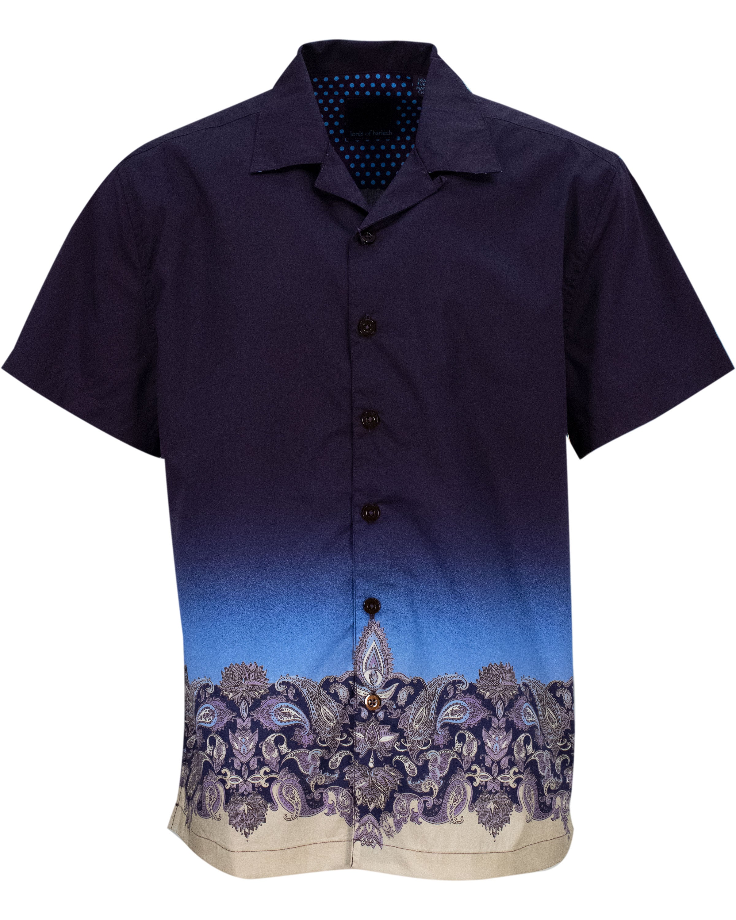 Men’s Blue Ralph Border Paisley Camp Shirt - Navy Small Lords of Harlech