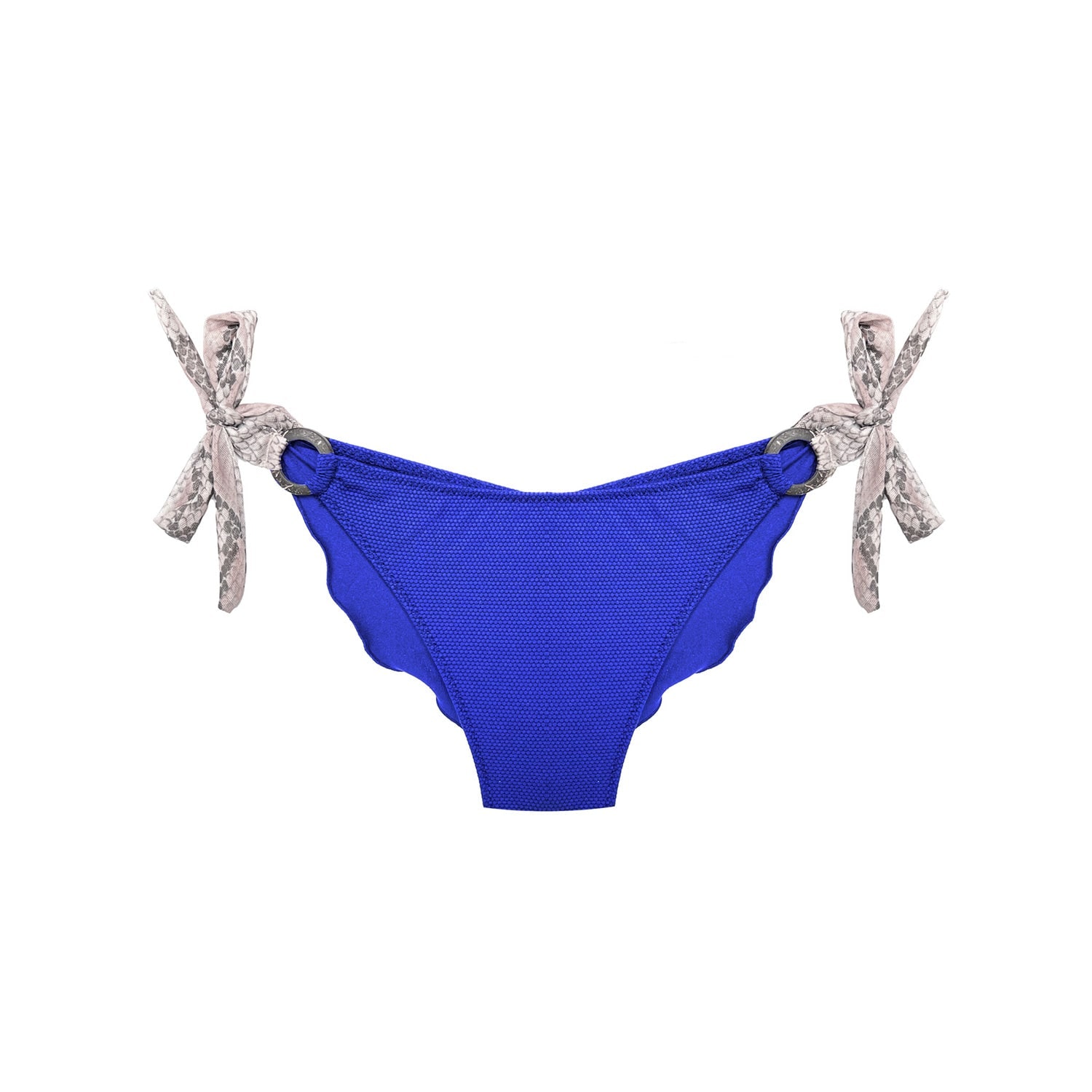 Deessa Ibiza Women's Ibiza Bikini Bottom With Animal Print Straps Estelle Cobalt Blue In Blue