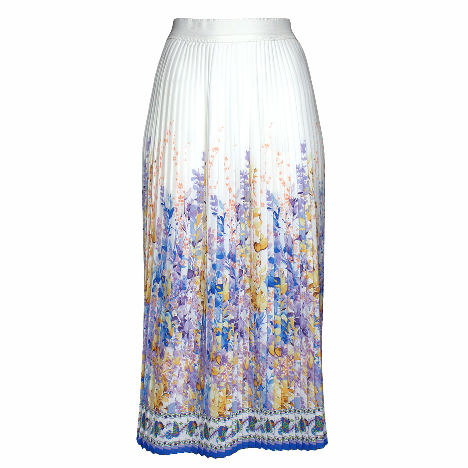 Lalipop Design Women's White Floral-print Pleated Recycled Fabric Maxi Skirt In White