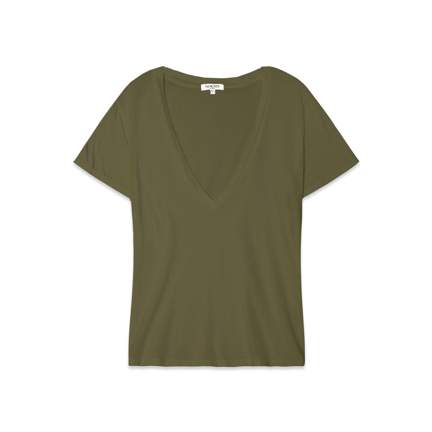 Noend Denim Women's Supima Cotton Deep V Neck Tee In Military Green In Green