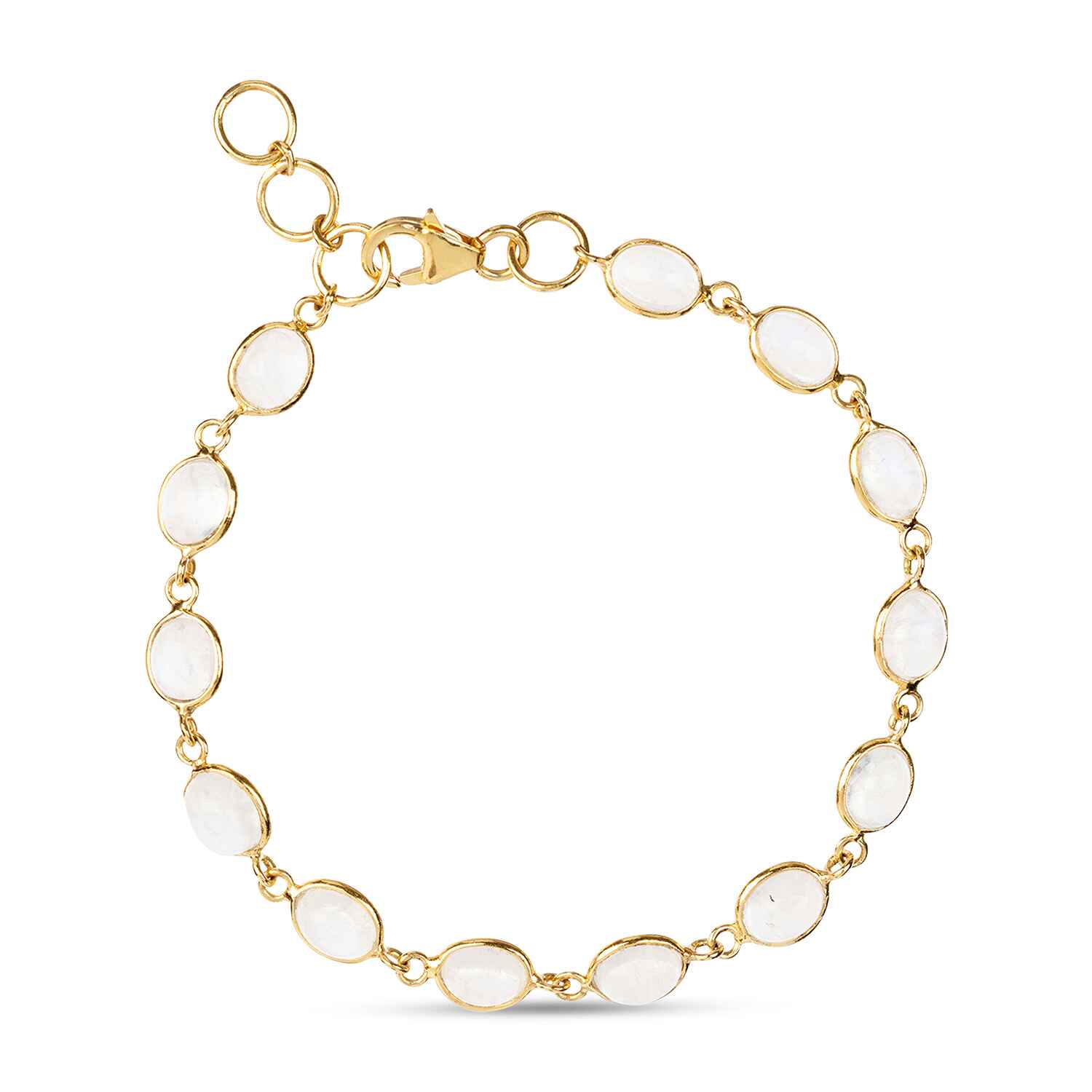 Amadeus Women's Gold / White Luna Moonstone Gemstone & Chain Bracelet