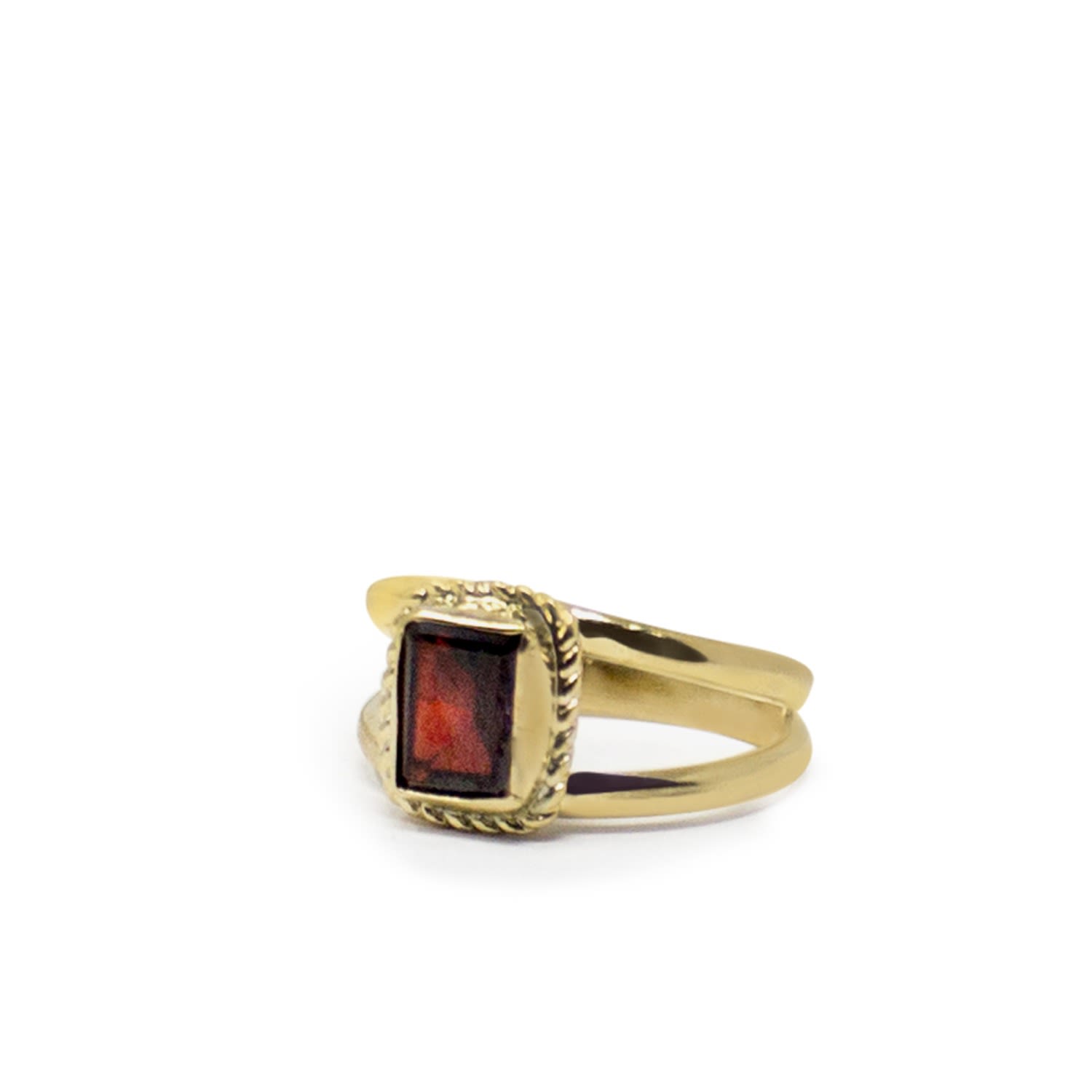Vintouch Italy Women's Red Luccichio Gold Vermeil Garnet Stacking Ring