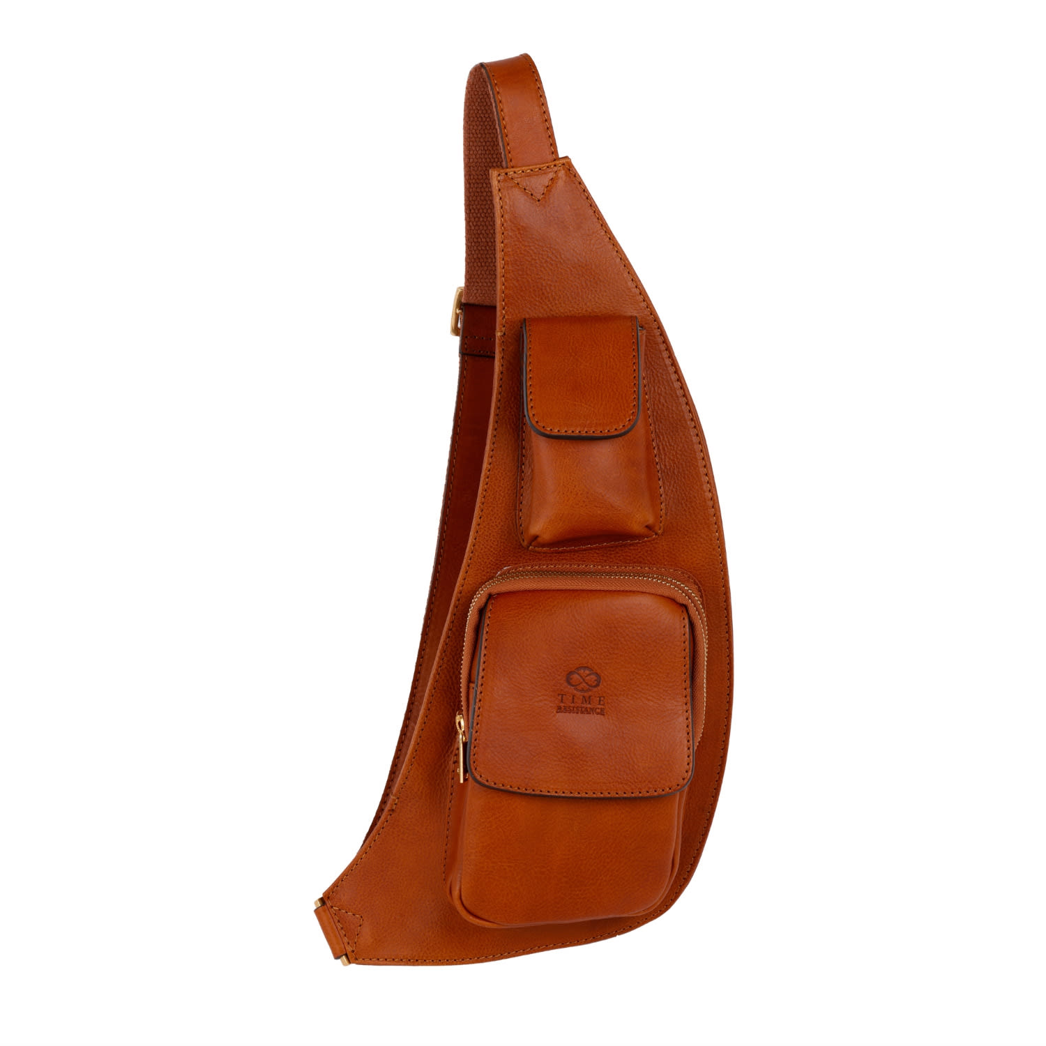 Time Resistance Men's Brown Leather Sling Bag Crossbody Bag - The Monk