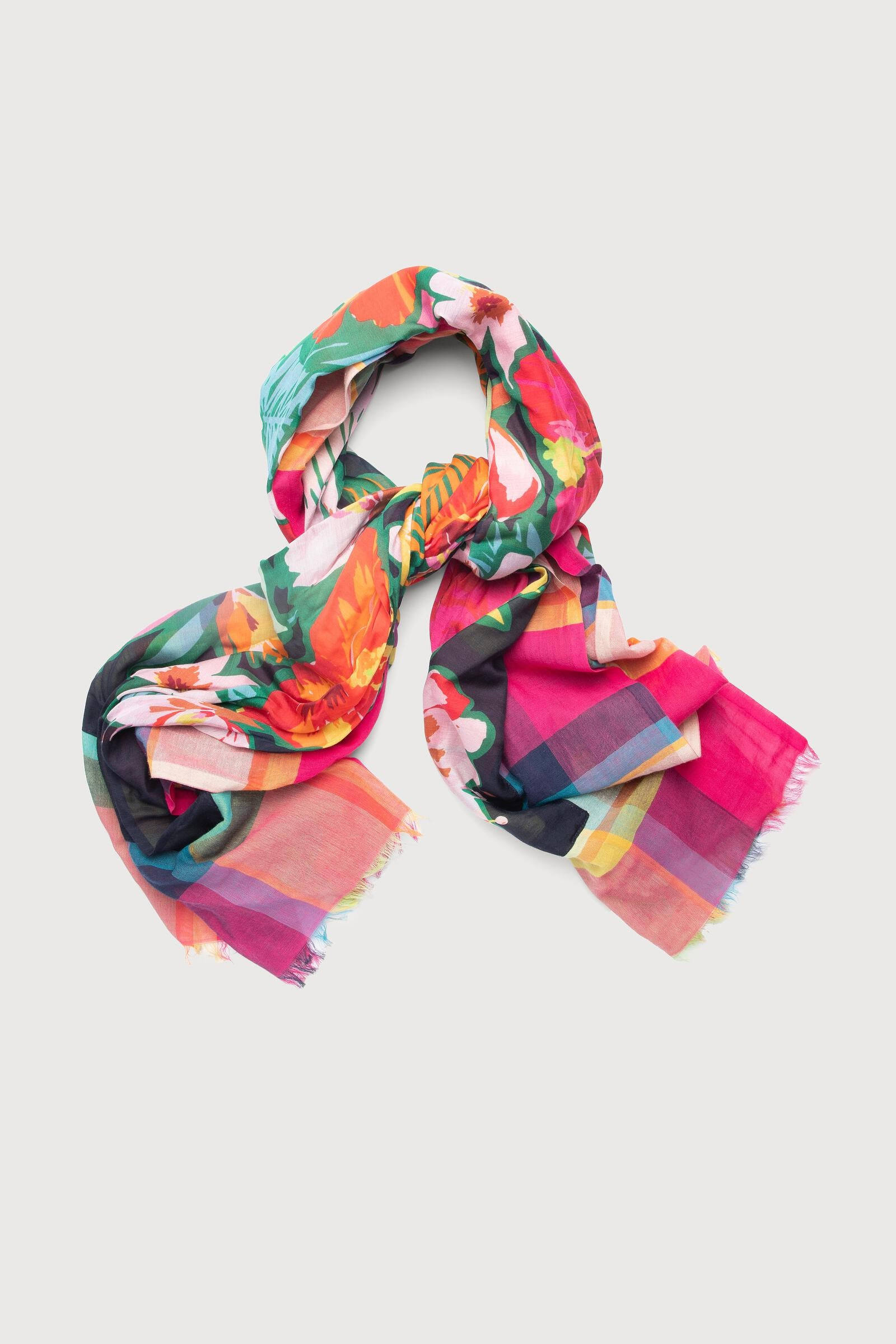 Women&rsquo;s Floral Plaid Scarf | Saachi