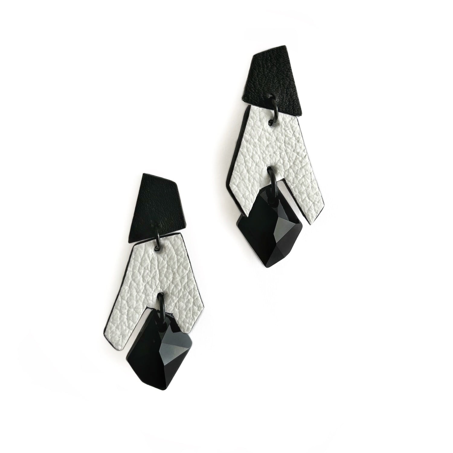 Waiwai Women's Black / White Black & White Drop Earrings With Swarovski Bead In Multi