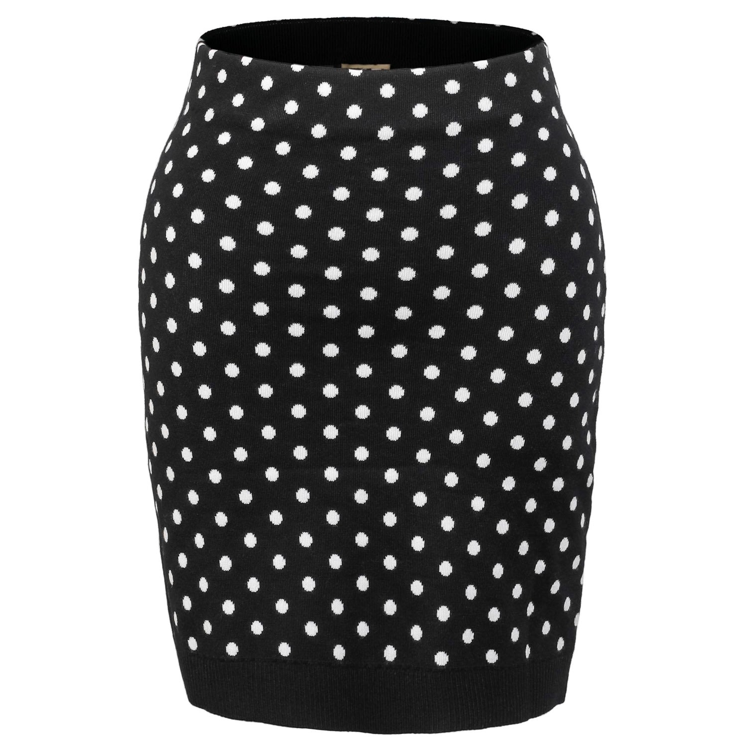 Smart And Joy Women's Black Polka Dots Knitted Mini Skirt In Black