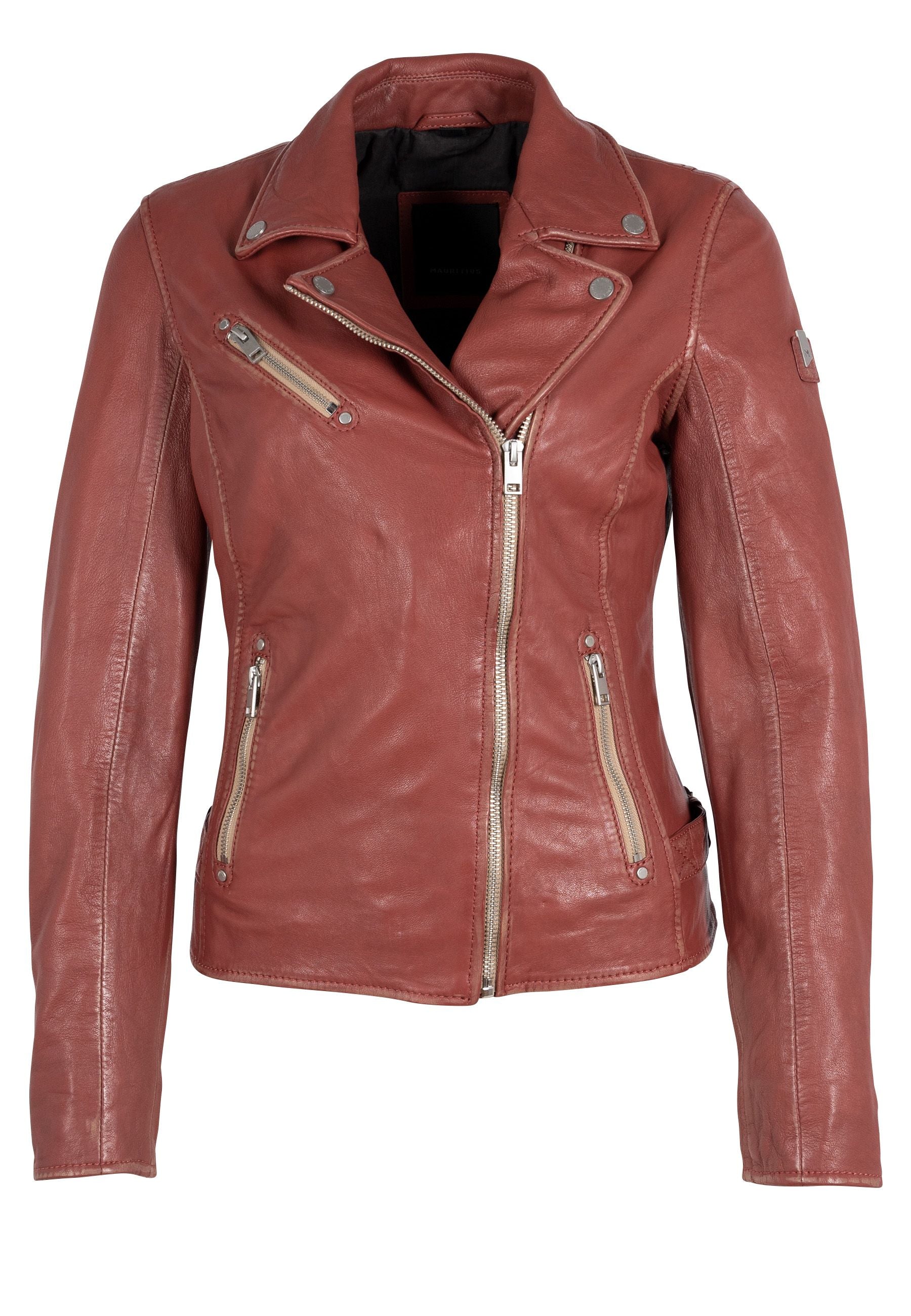Women's Red Sofia Rf Leather Jacket - Astro Dust | XXL | Mauritius