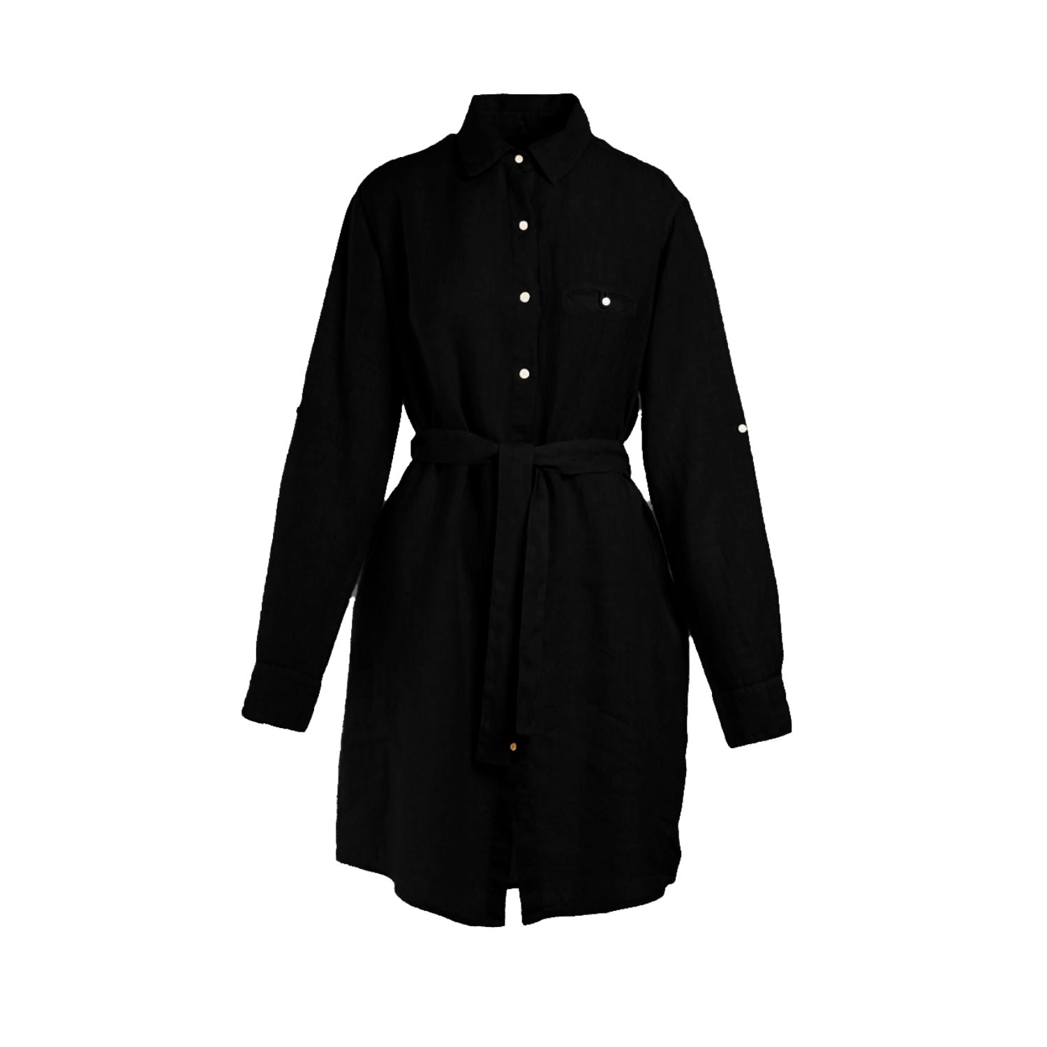 Haris Cotton Women's Midi Length Linen Jacket Dress - Black In Black