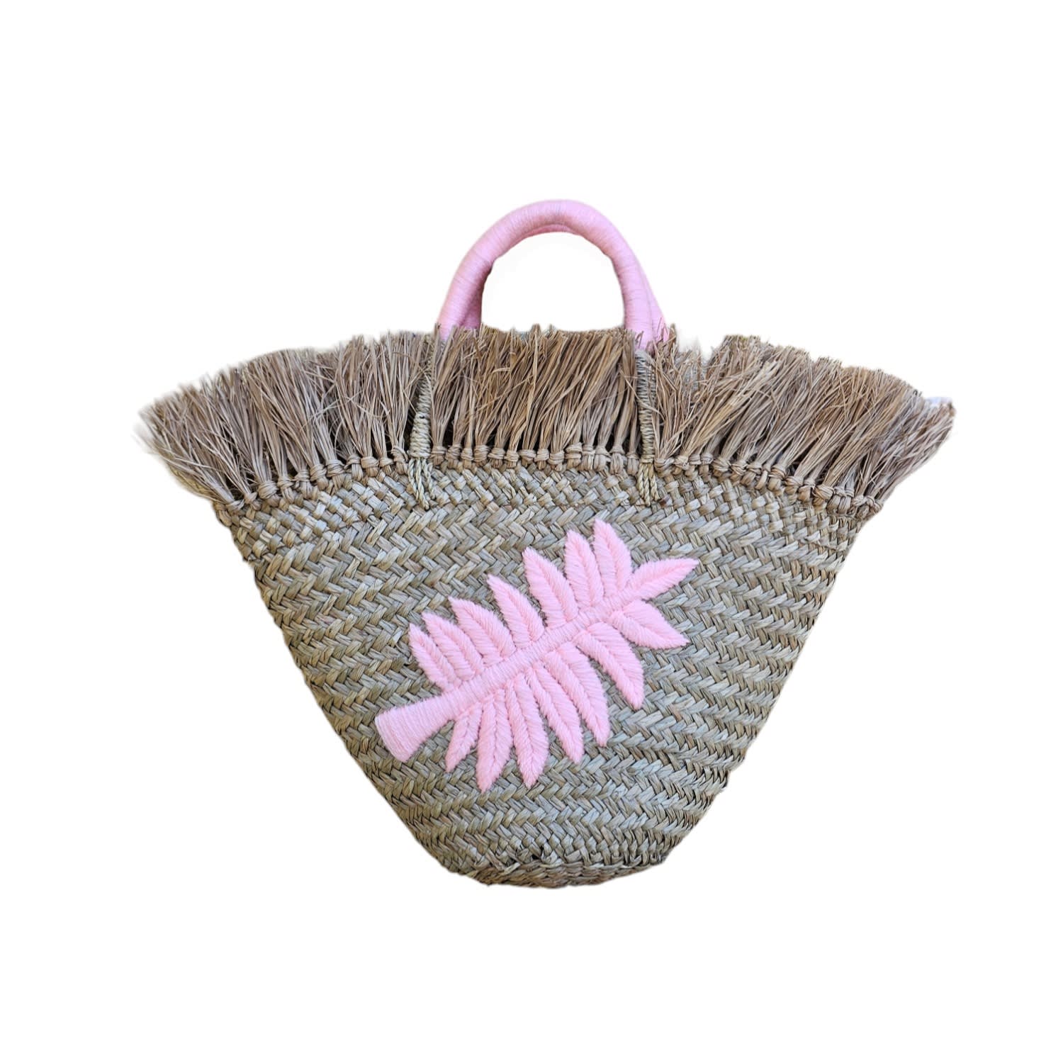 Ohsun Women's Neutrals / Pink / Purple Lush Straw Fringe Mini Tote - Pink