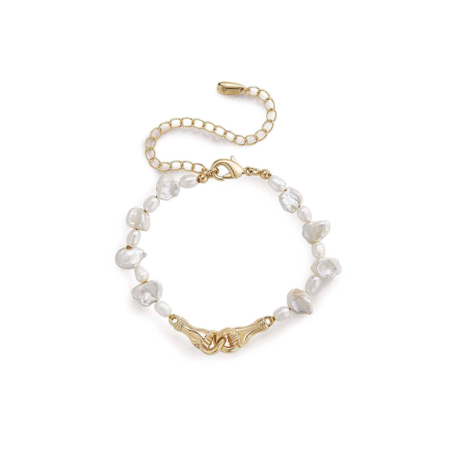 Retro Chic Women's Gold / White Wave Kisses Pearl Bracelet In Multi