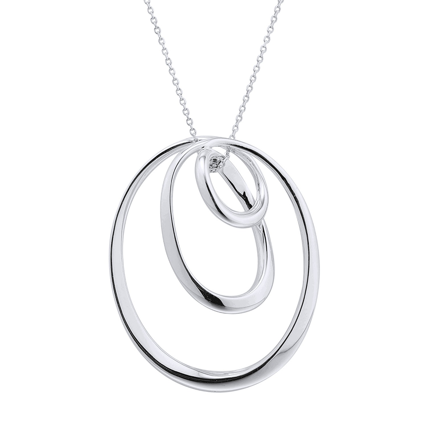 Women’s Free Form Silver Necklace With Black Long Cord Frida & Florence