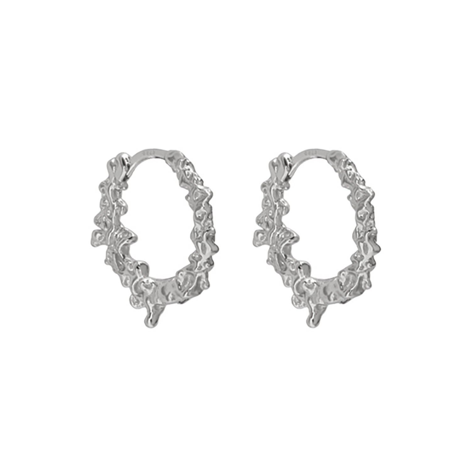 Women’s Silver Foyers Organic Drop Huggie Earrings Janus Edinburgh