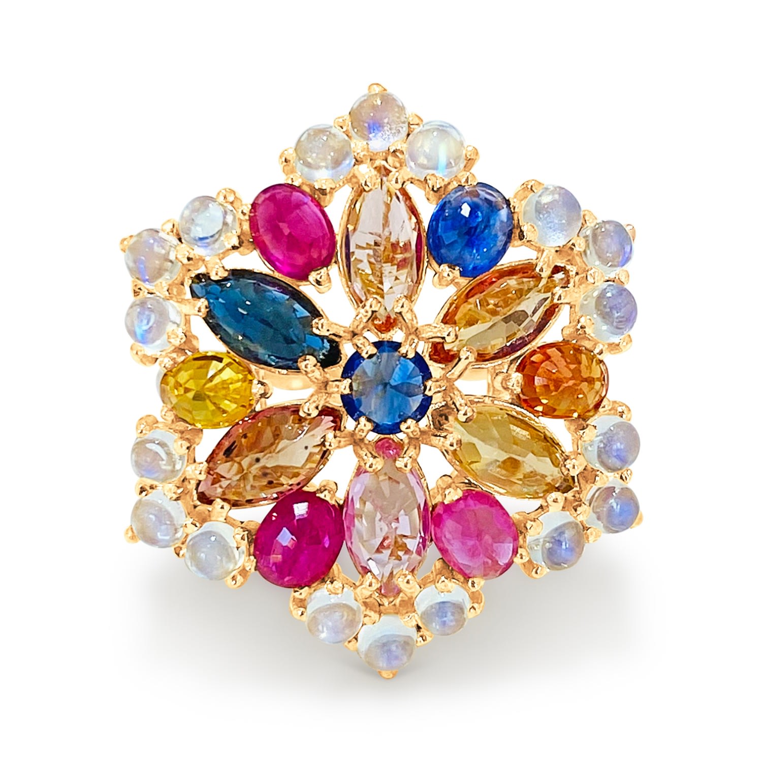 Women’s Multicolor Stone Mix Shape Ring In Yellow Gold Tresor Collection