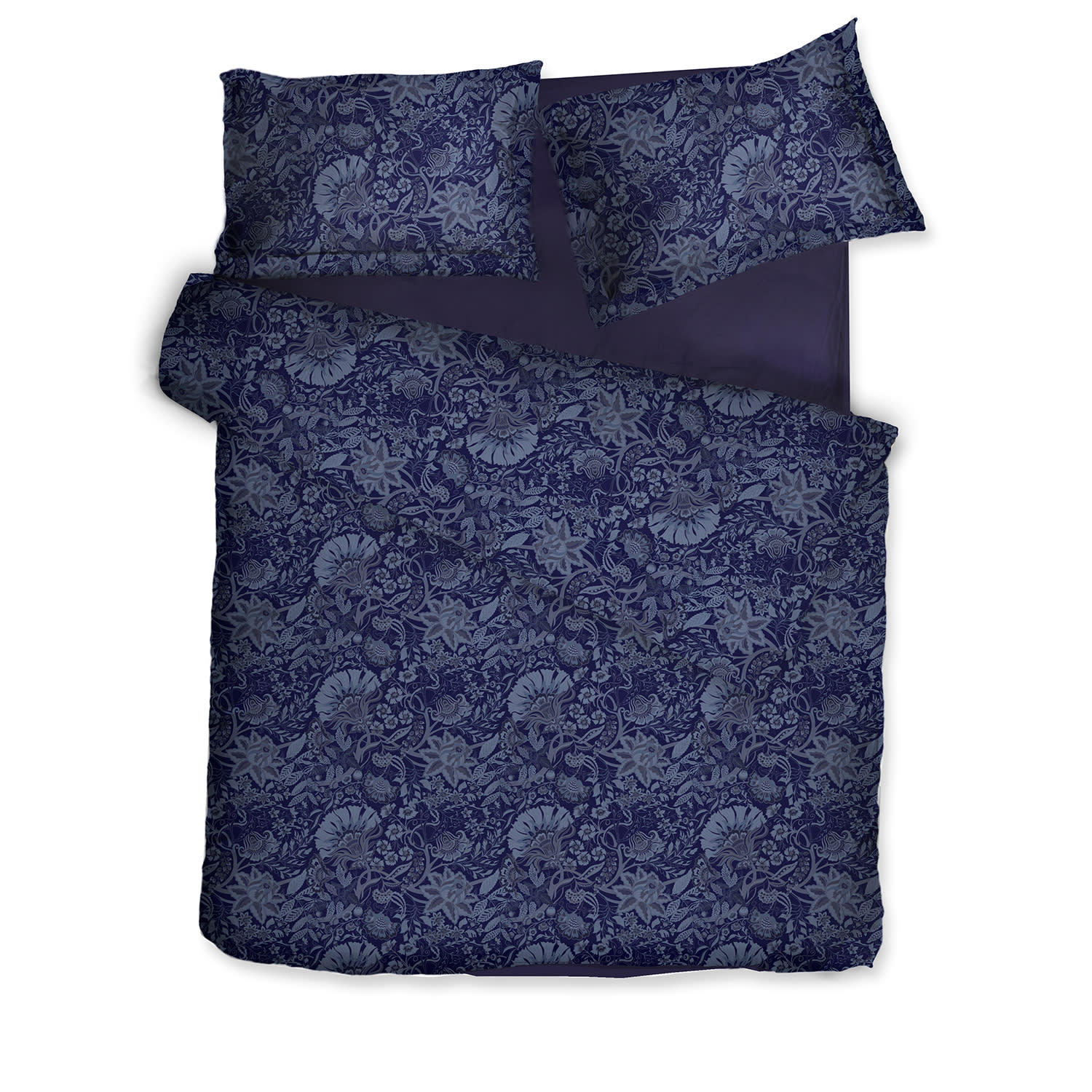 Decoflux Home Blue Sateen Bed Linen Set Boho Indigo Uk Double, Us Full In Blue