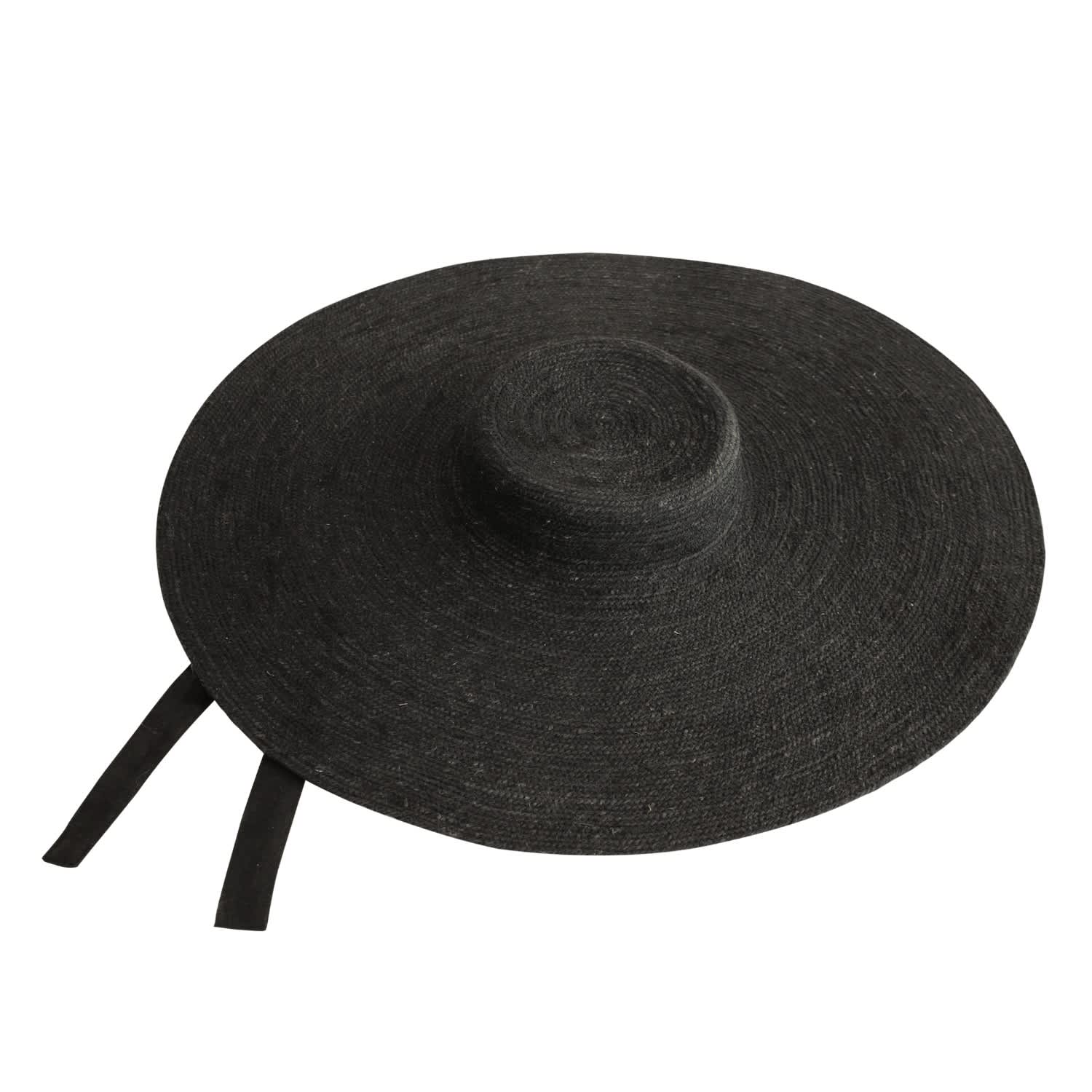 Lola Wide Brim Jute Straw Hat Black | Brunna.Co | Wolf & Badger display picture 1