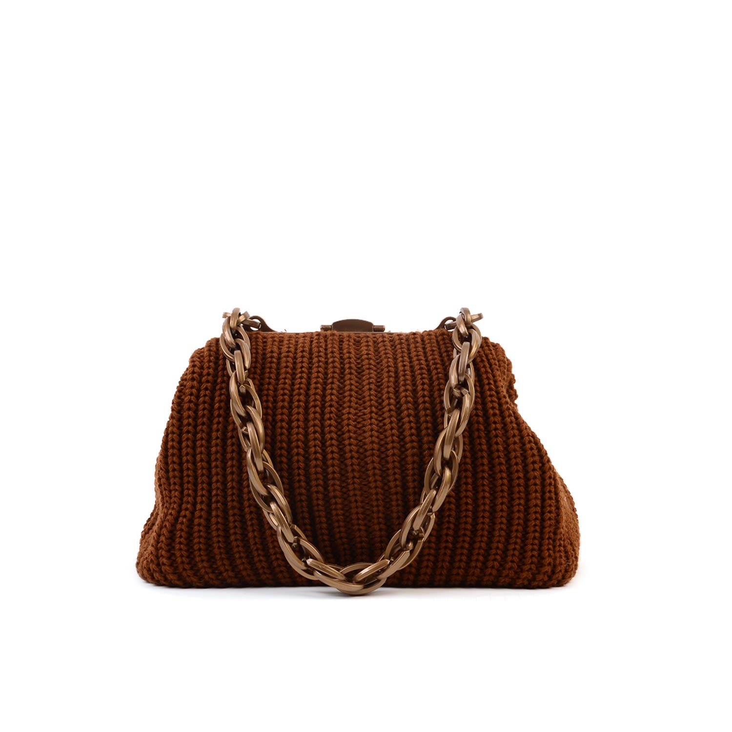 Women's Brown Balmoral Knitted Purse Clutch In Cinnamon | Sjw Bags London