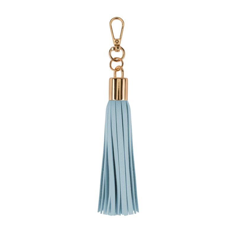 Luxe Vegan Leather Tassel Keyring - Powder Blue One Size Jlr London