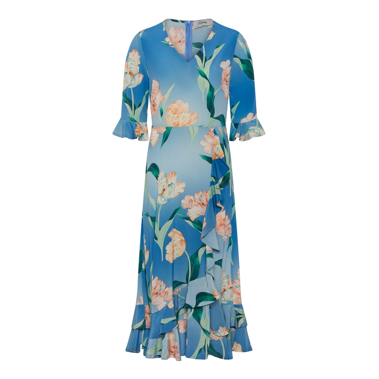 Ridley London Women's Carla Dress: Blue Tulip Crepe Silk In Blue