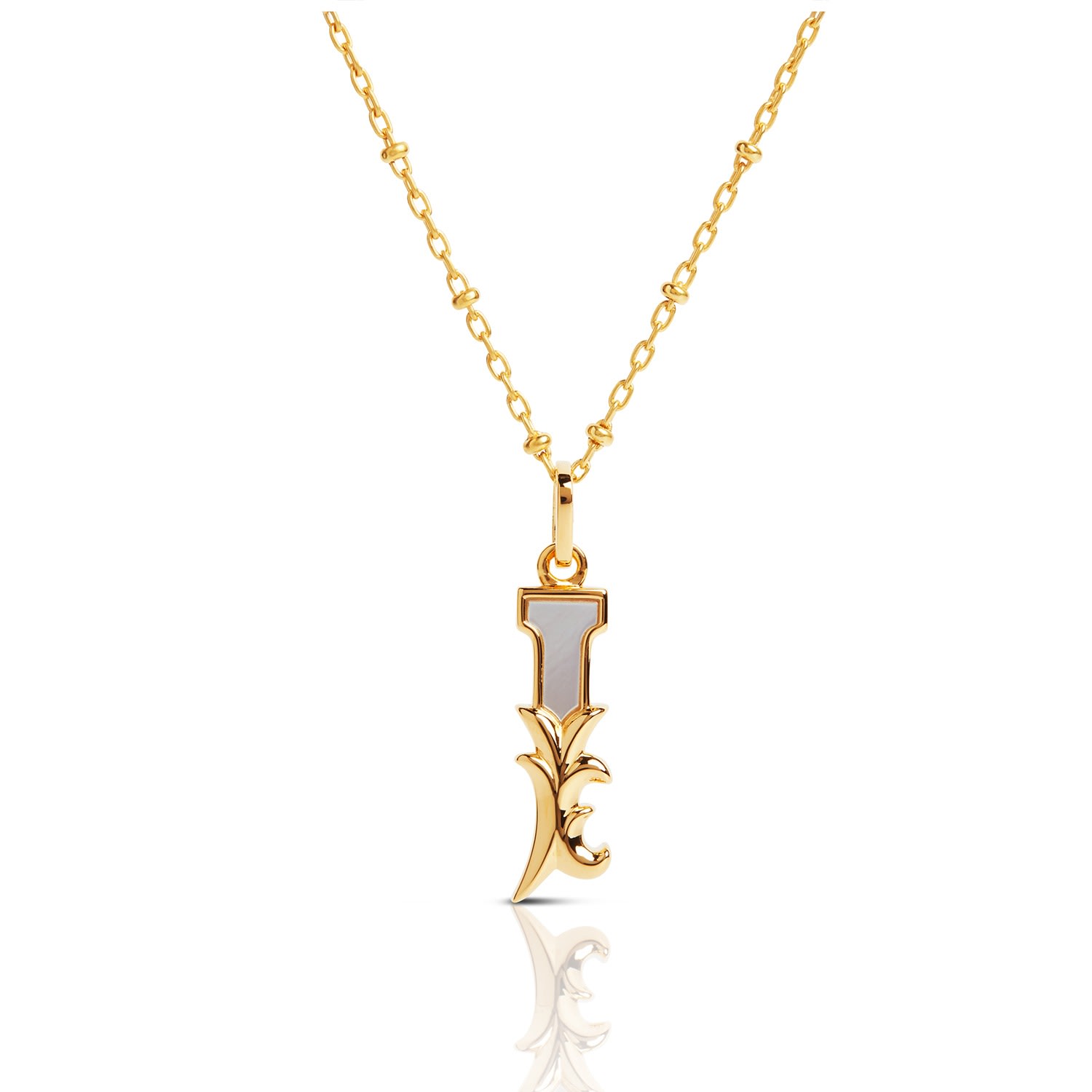 Kasun Women's Gold Plated I Initial Necklace With Mother Of Pearl In Gold