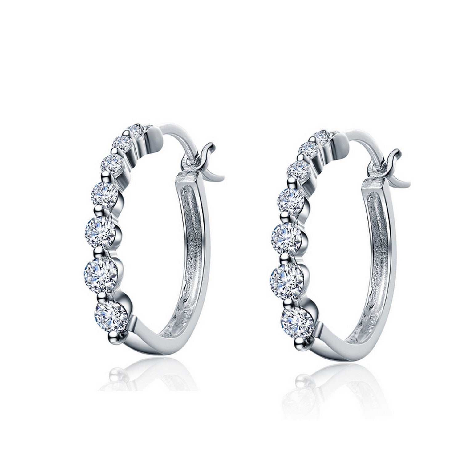 Women’s Sterling Silver Cubic Zirconia Bezel Hoop Earrings Genevive Jewelry