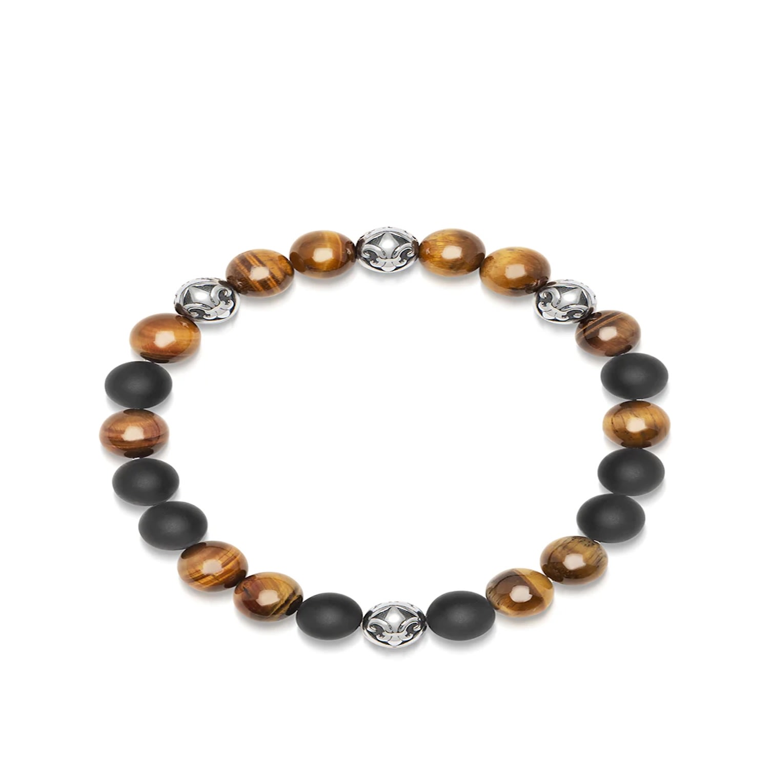 Men’s Wristband With Brown Tiger Eye & Matte Onyx Nialaya