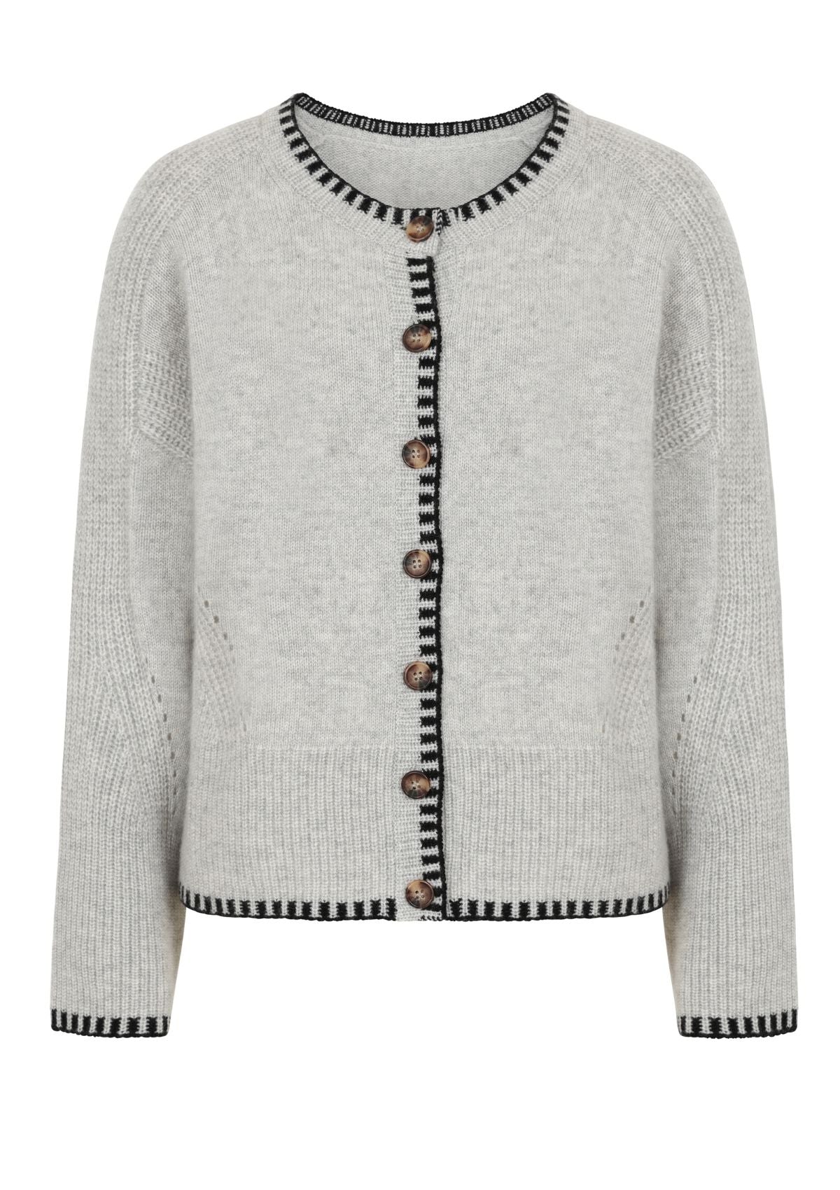 Loop Cashmere Women's Cashmere Blanket Stitch Cardigan In Mist Grey In Grey