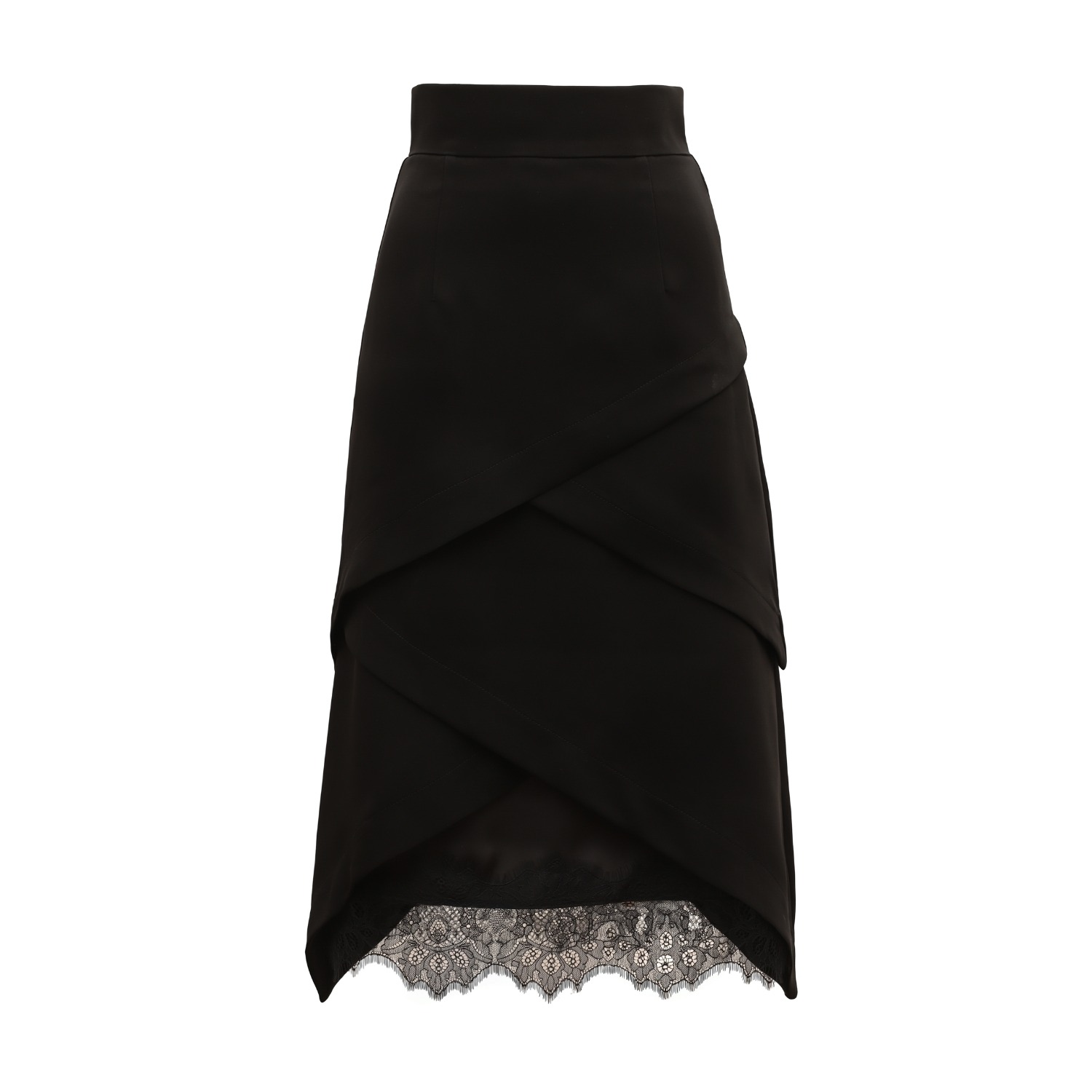 Julia Allert Women's Sophisticated High-waisted Skirt With Lace Hem Black