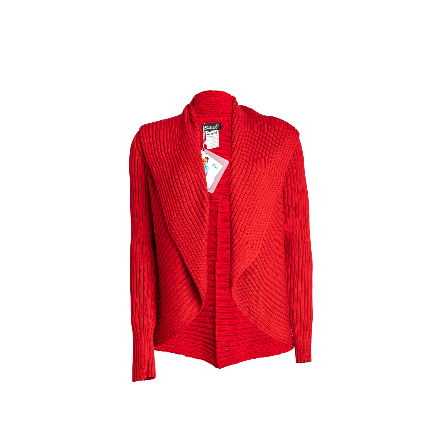 Süel Knitwear Women's Ribbed Round Knit Cardigan Pepper-red In Red