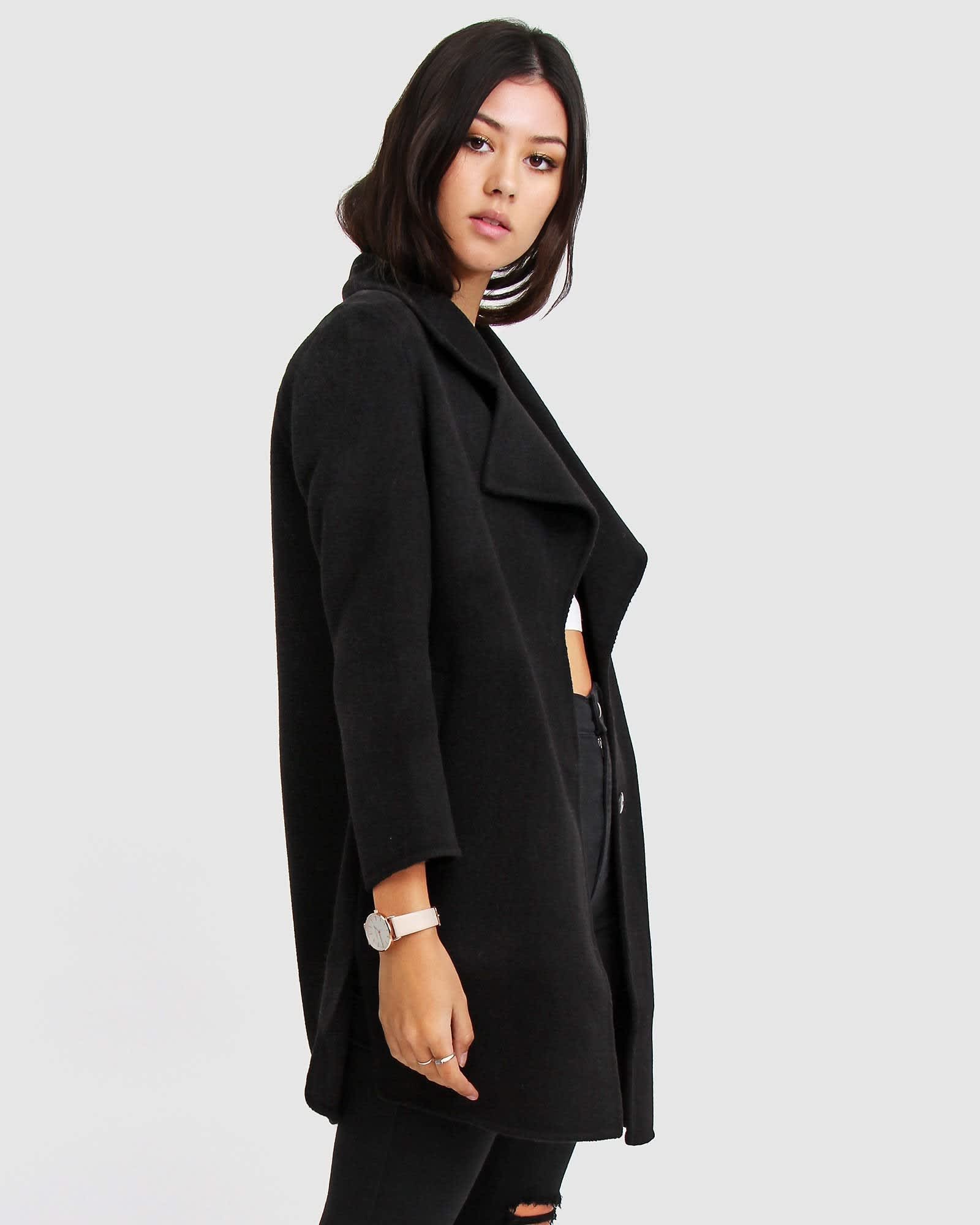 Black wool hot sale boyfriend coat