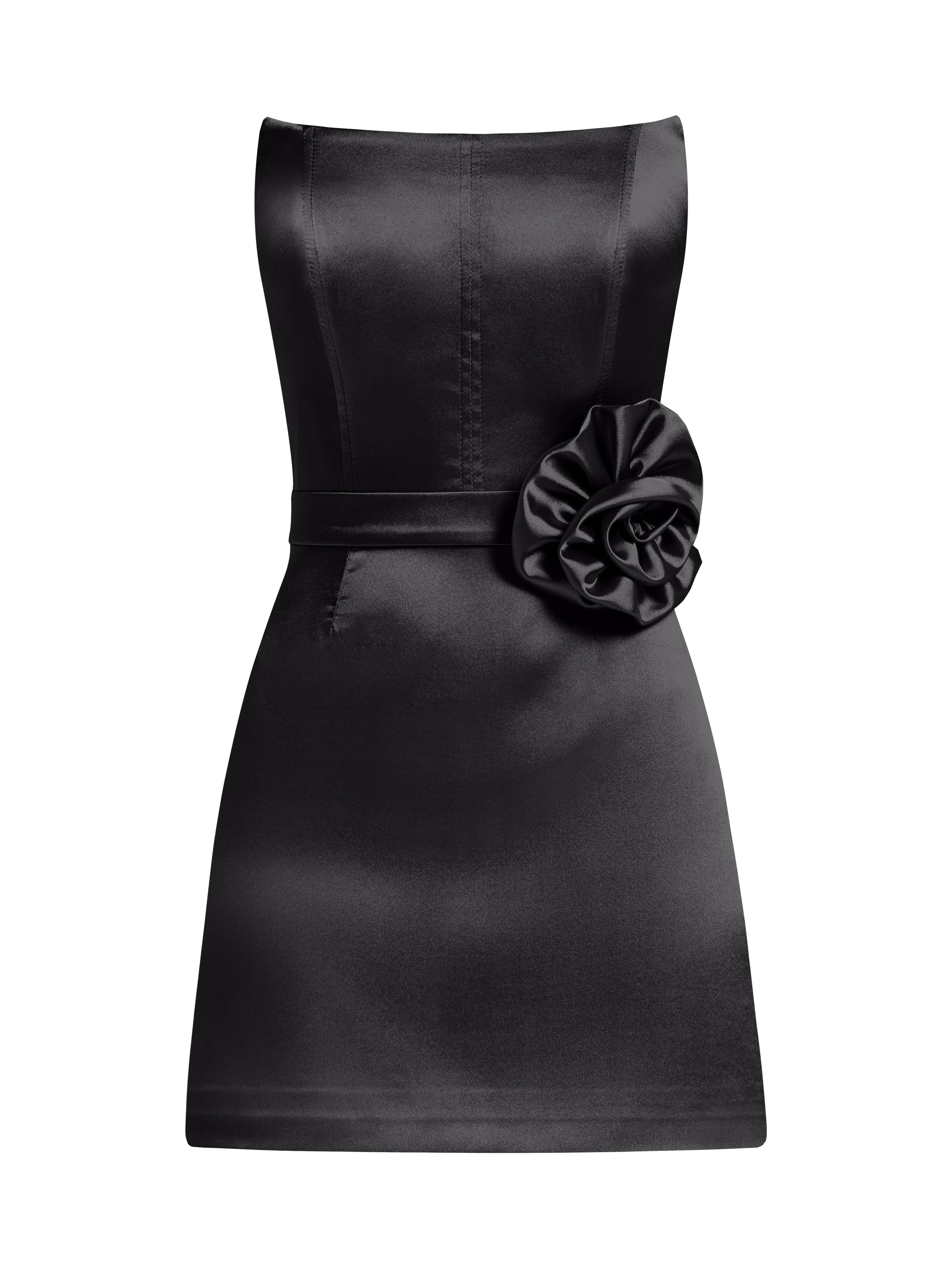 Women’s Dazzling Touch Satin Mini Dress - Black Xxs Tia Dorraine