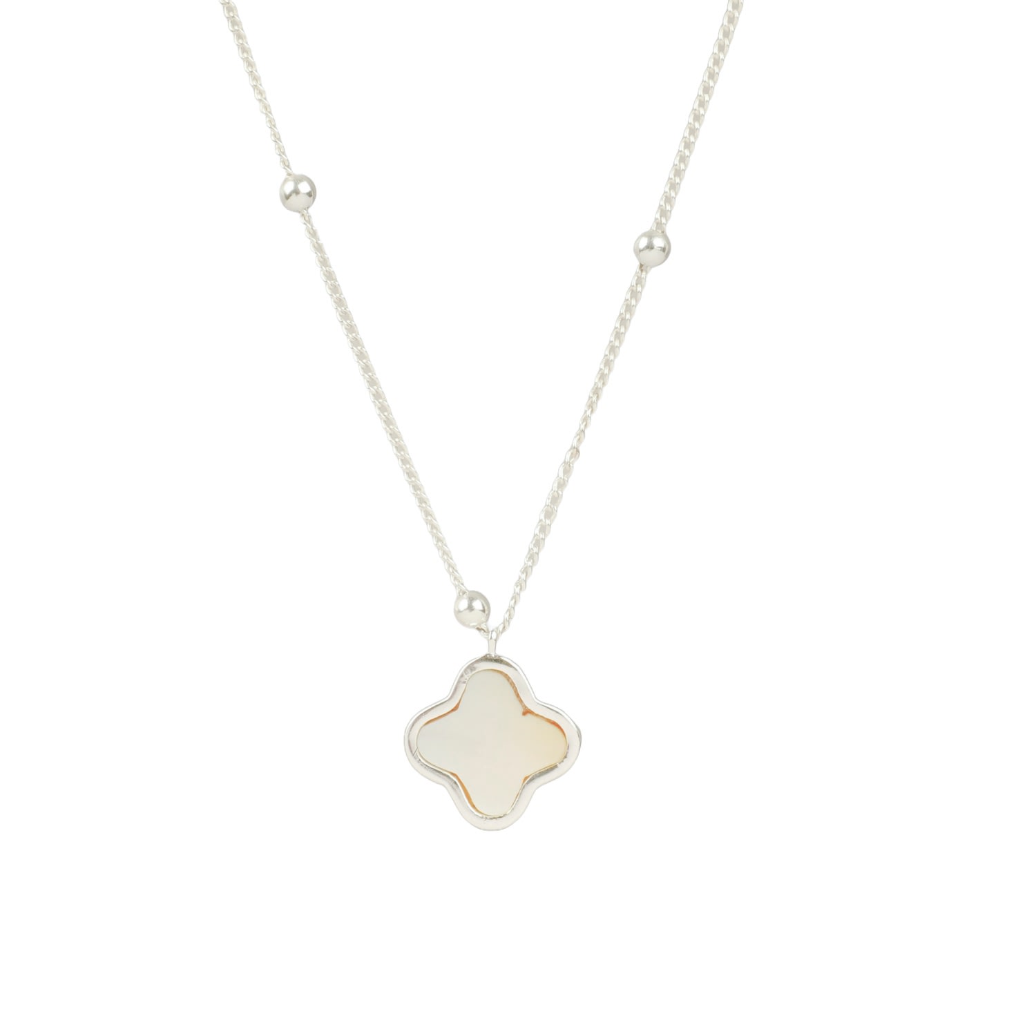 Lila Rasa Women's Silver / White Clover Necklace Silver Mother Of Pearl In Multi