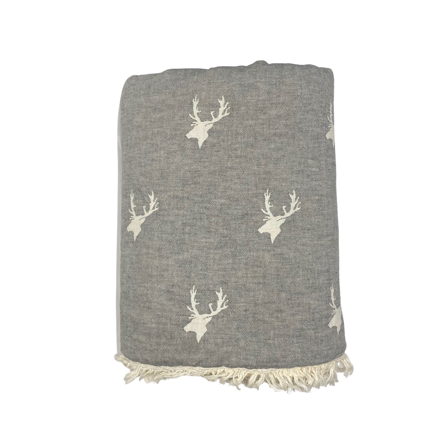 Stag Fleece Lined Throw - Slate Grey One Size Ailera