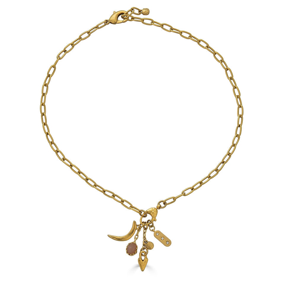 Loni Paul Jewelry Women's Gold / Pink Peach Moonstone Talisman Drop Necklace In Multi