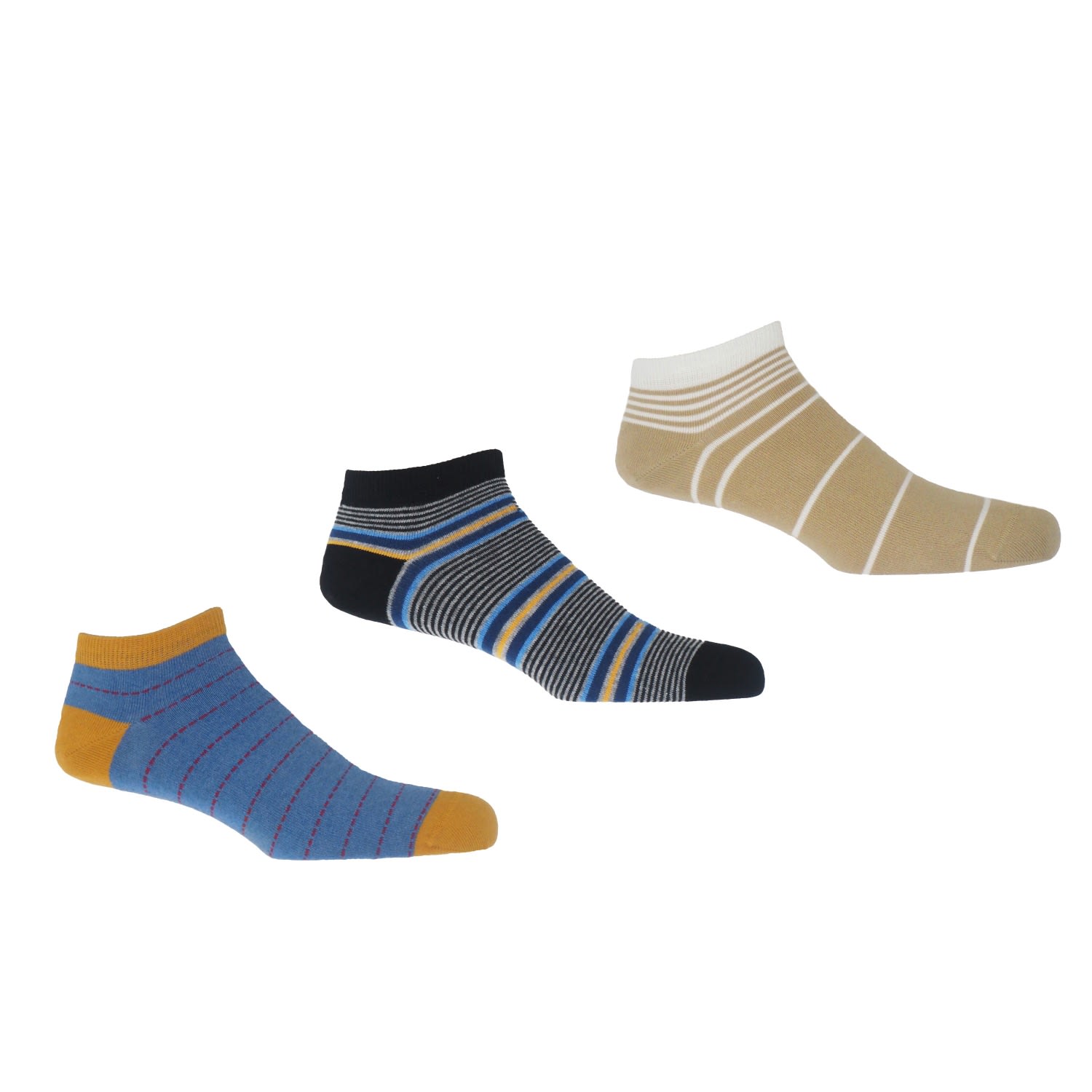 Peper Harow - Made In England Men's Trainer Socks Bundle - Dash, Multistripe & Retro
