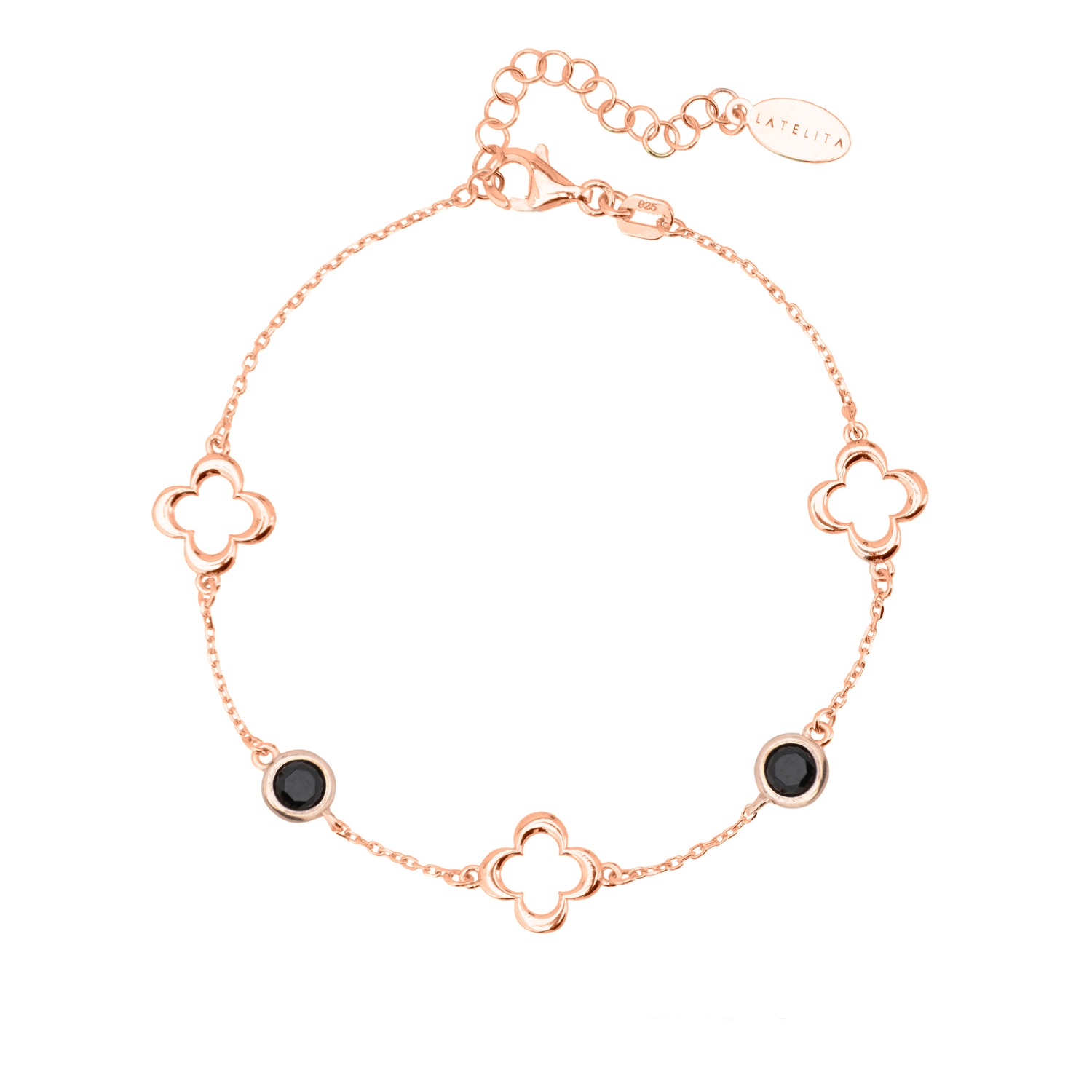 The Lovery Large Onyx Clover Bracelet