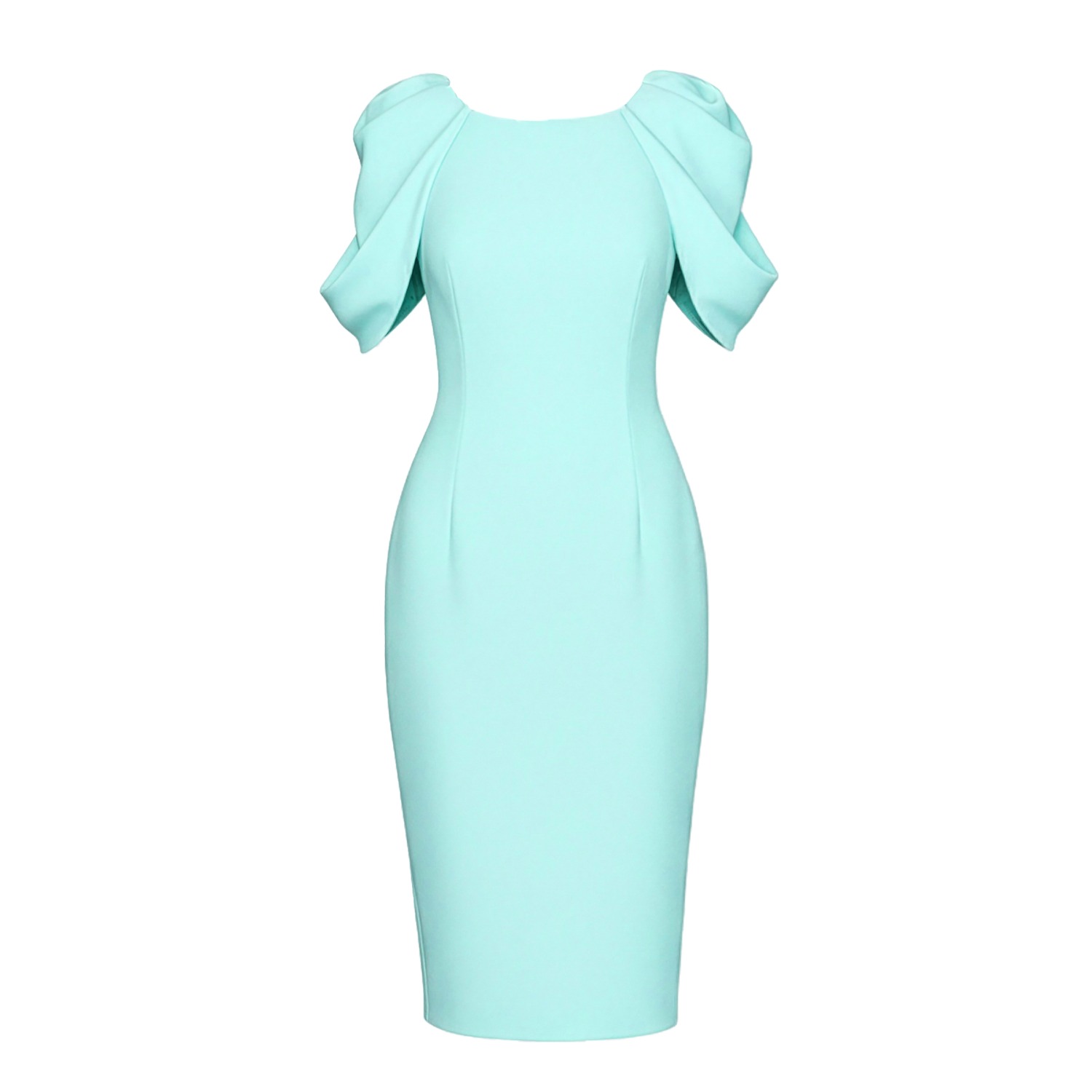 Sookyoung Song Women's Blue Mint Floral Sleeve Crepe Dress