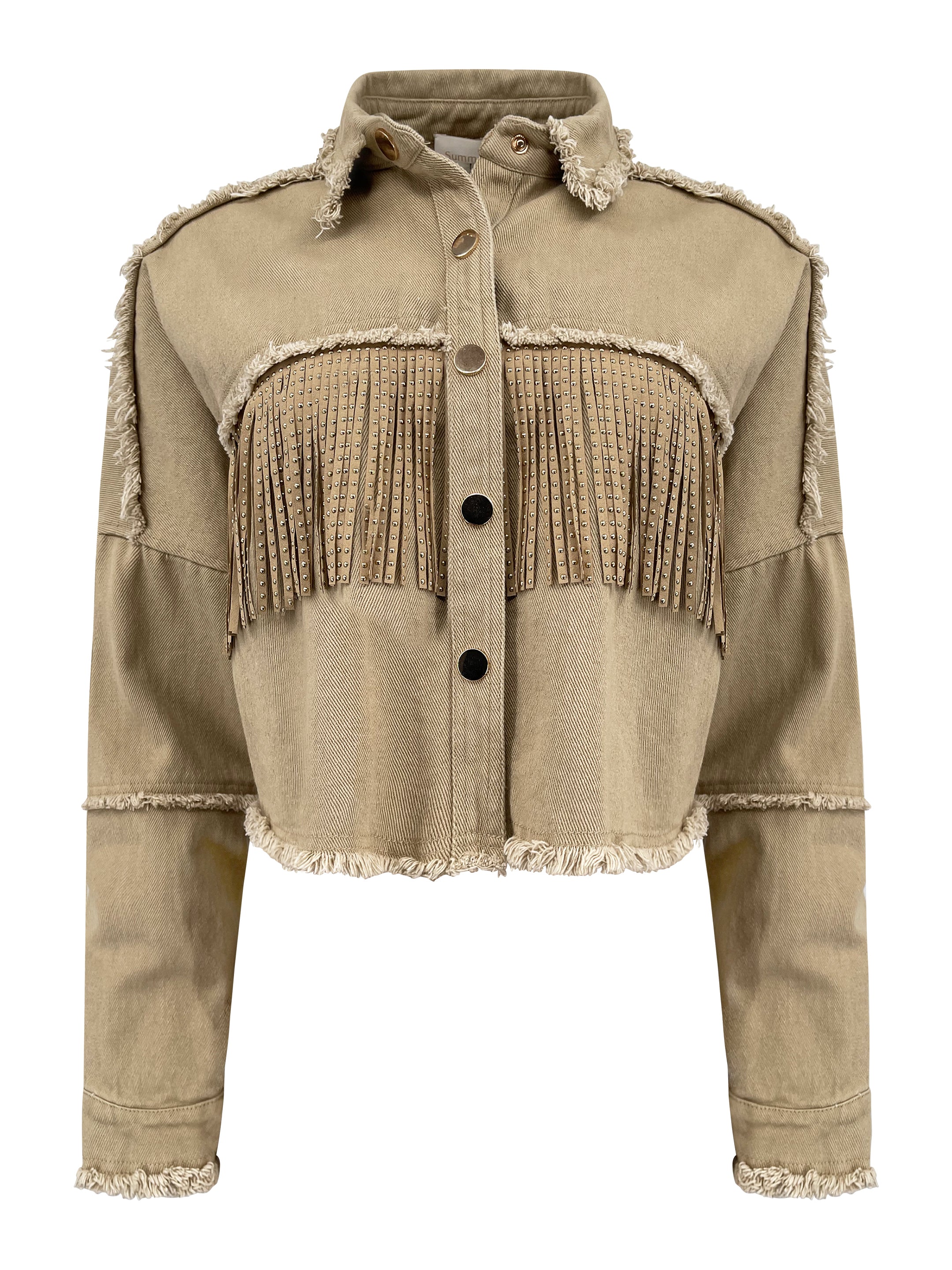 Women’s Brown Sand Fringe Cotton Jacket Small Summer Wren