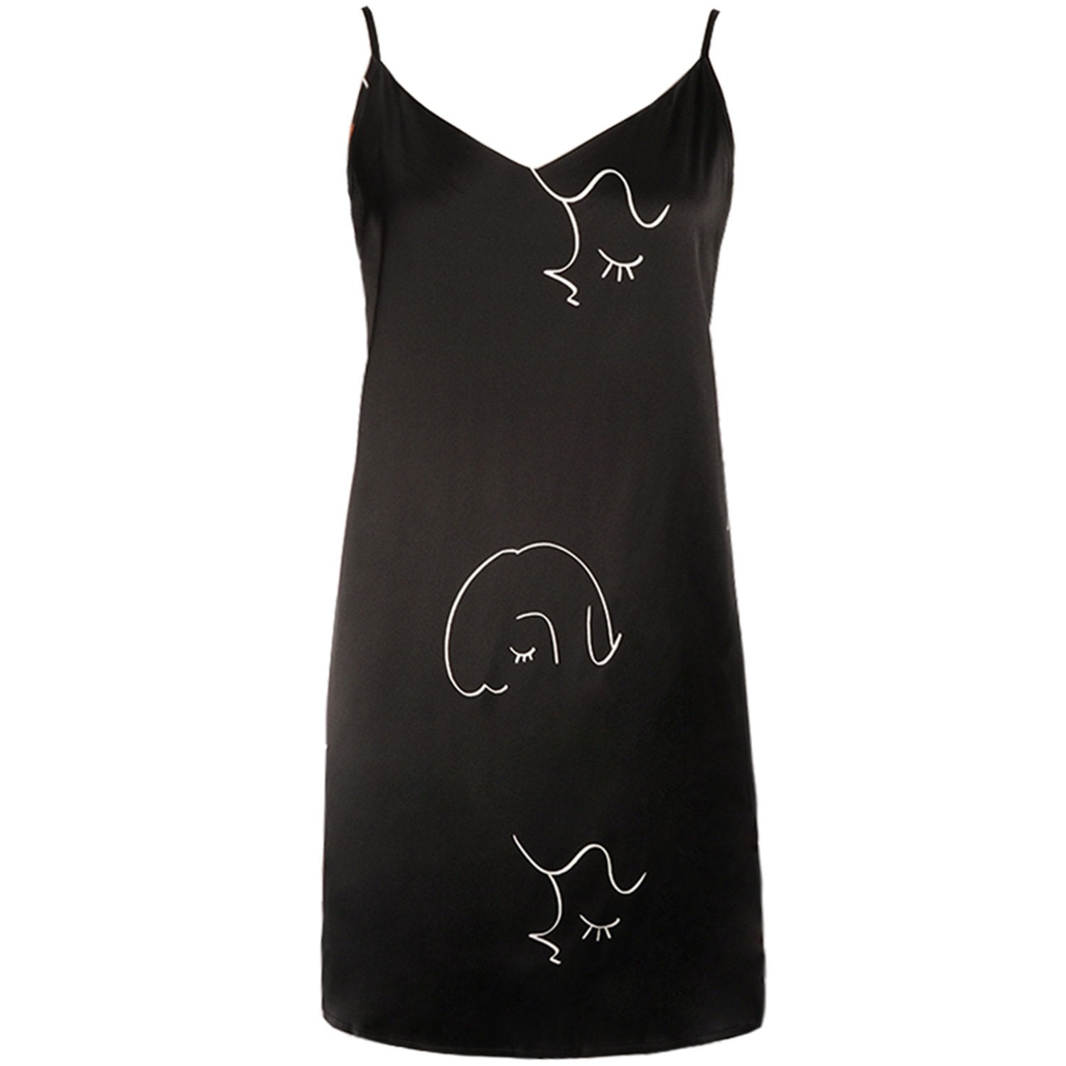 Not Just Pajama Women's The Dream Art Printed Silk Dress - Black In Black
