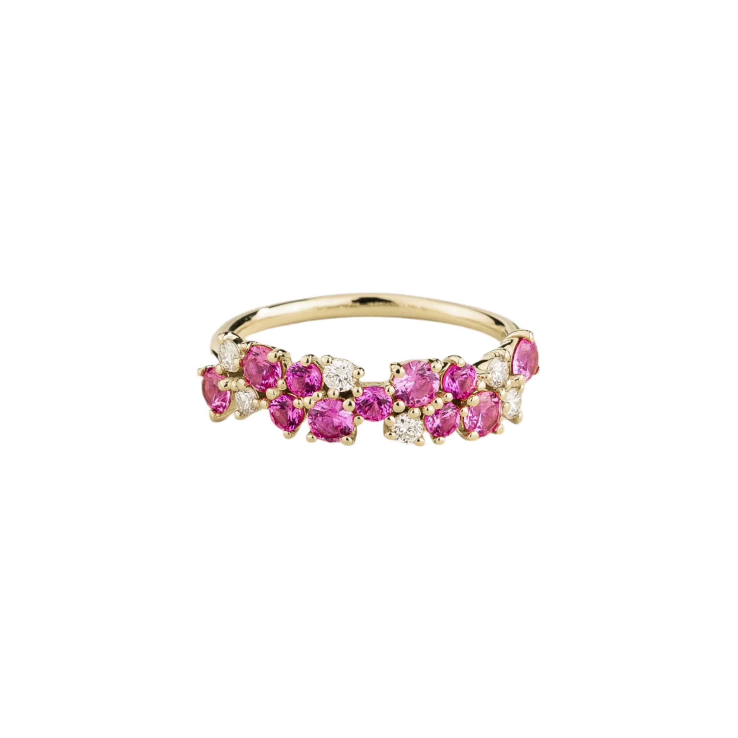 Juvetti Women's Gold / Pink Starry White Gold Ring Pink Sapphire & Diamond In Multi
