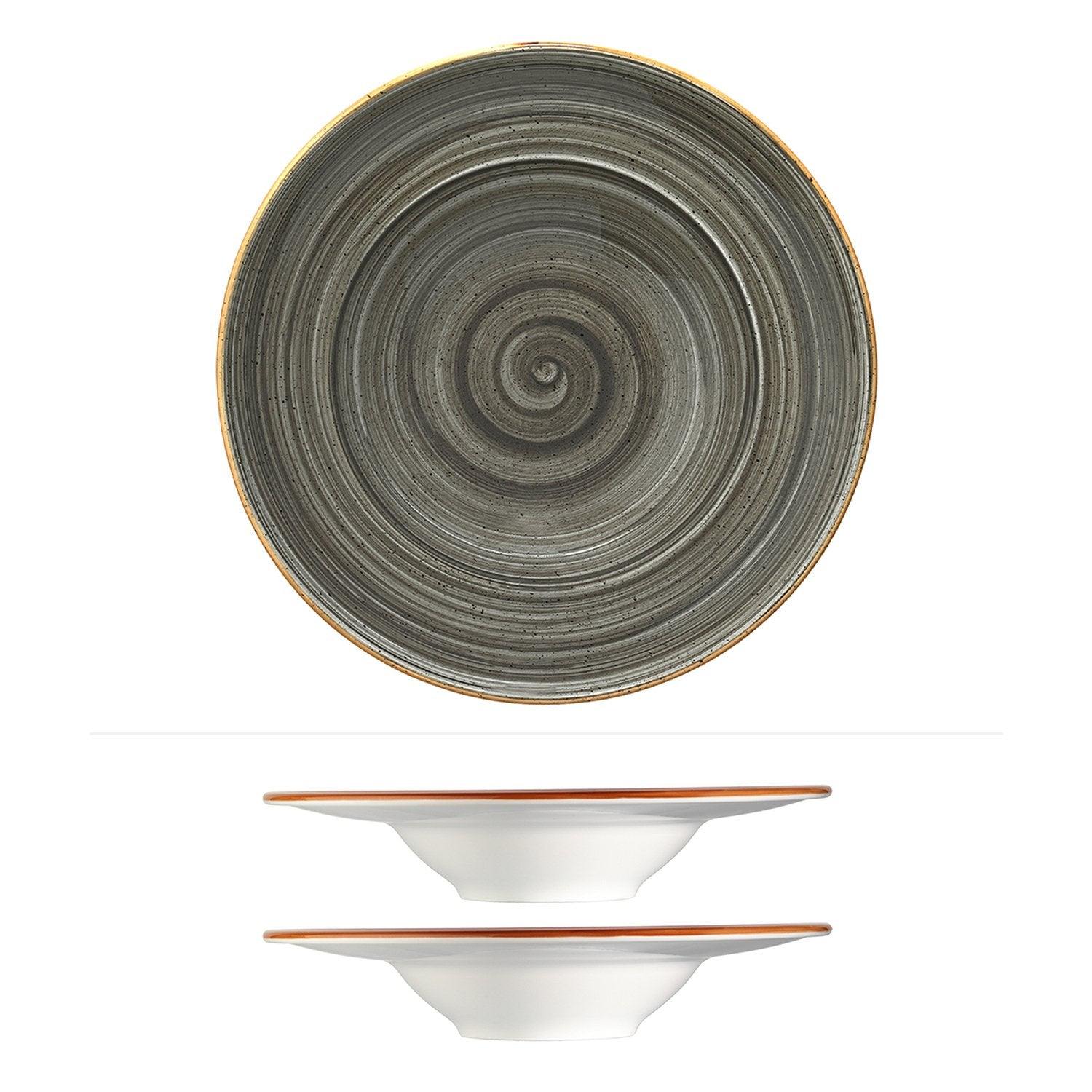 Turgla Home Space Round Grey Porcelain Bowl Set Of Two