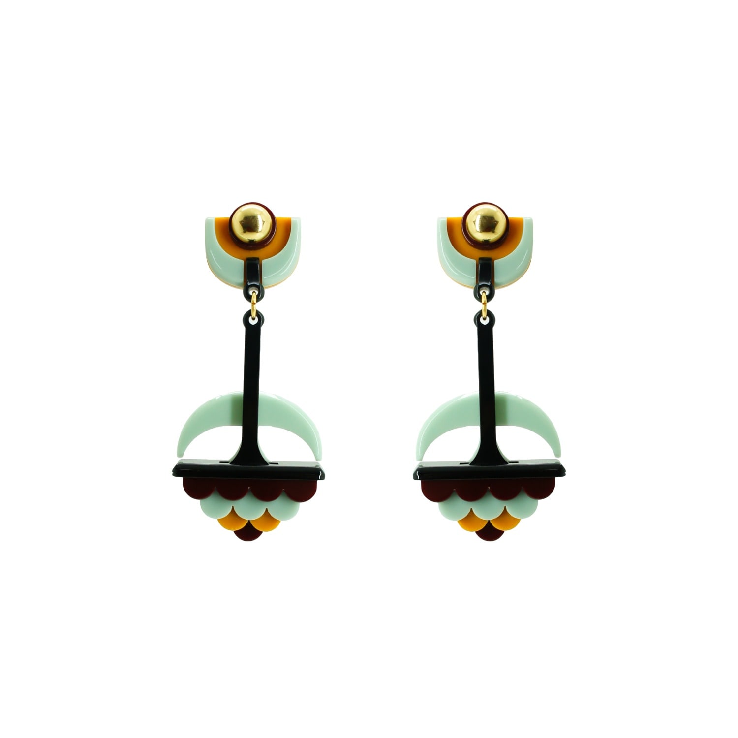 Gissa Bicalho Women's Handmade Acrylic Earring Filianto Pale Green In Multi
