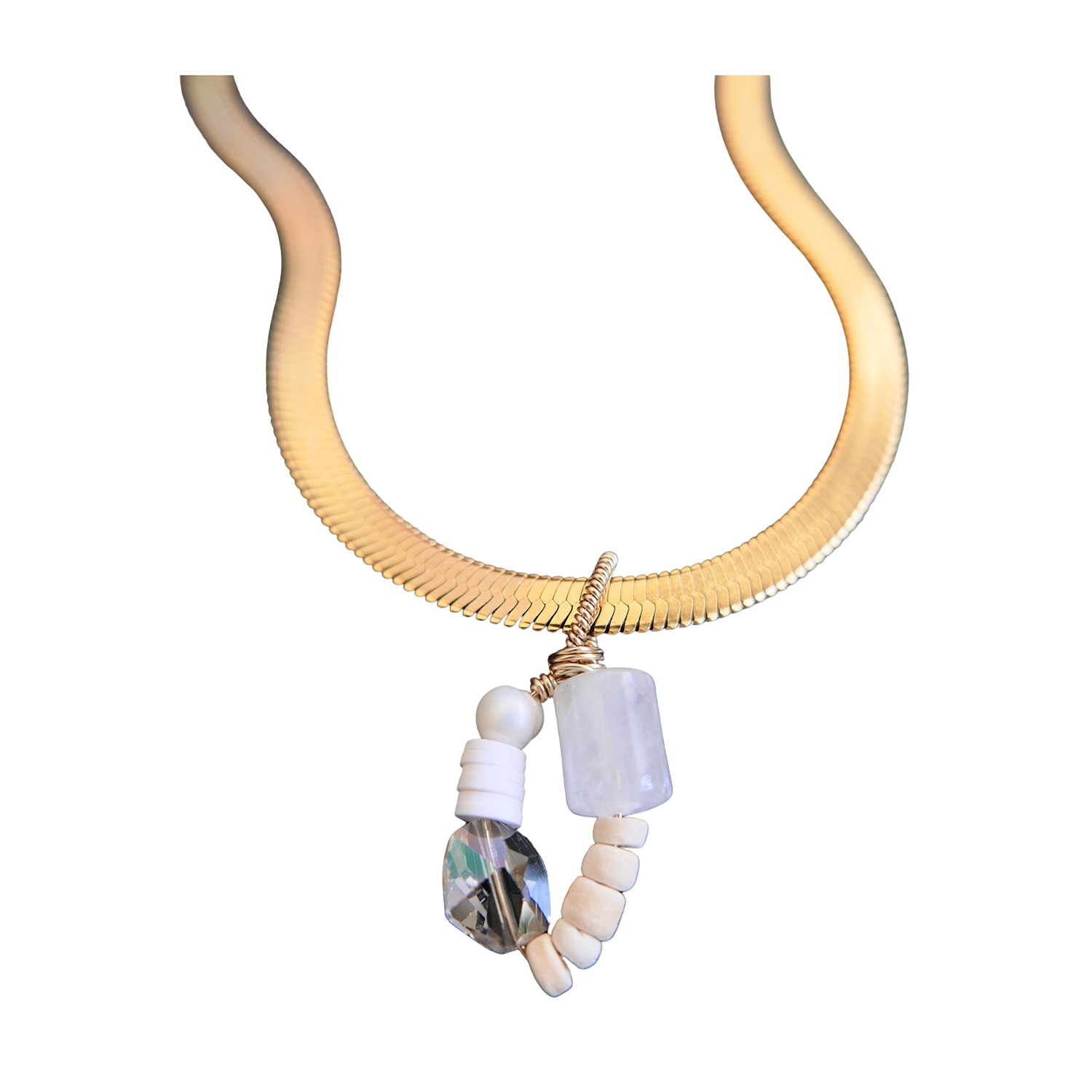 Women’s White / Gold Take Me Over - One Of A Kind White Wired Mini Statement Necklace Hadasity